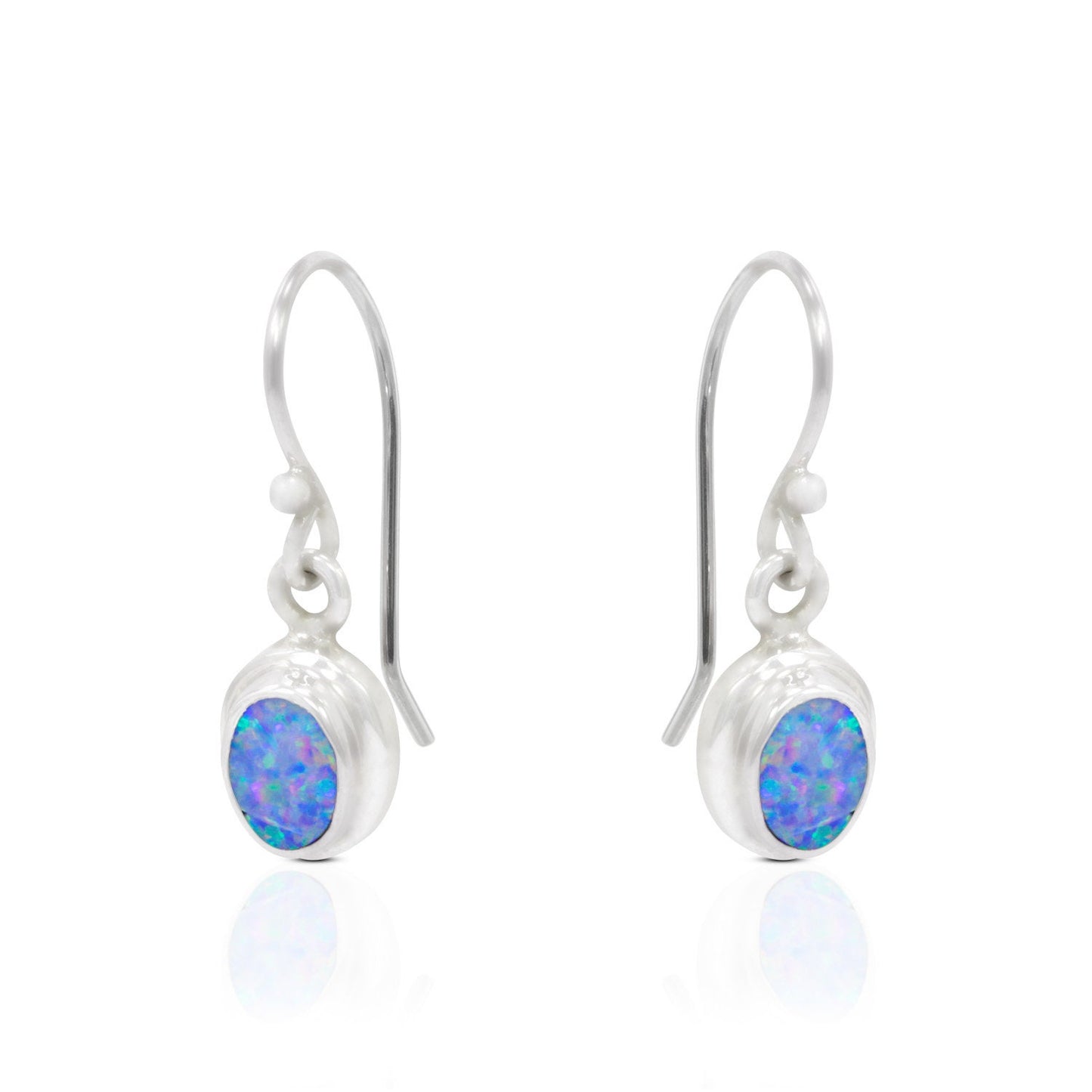 Fire opal earrings set in 925 sterling silver double bezel, Australian Opal earrings