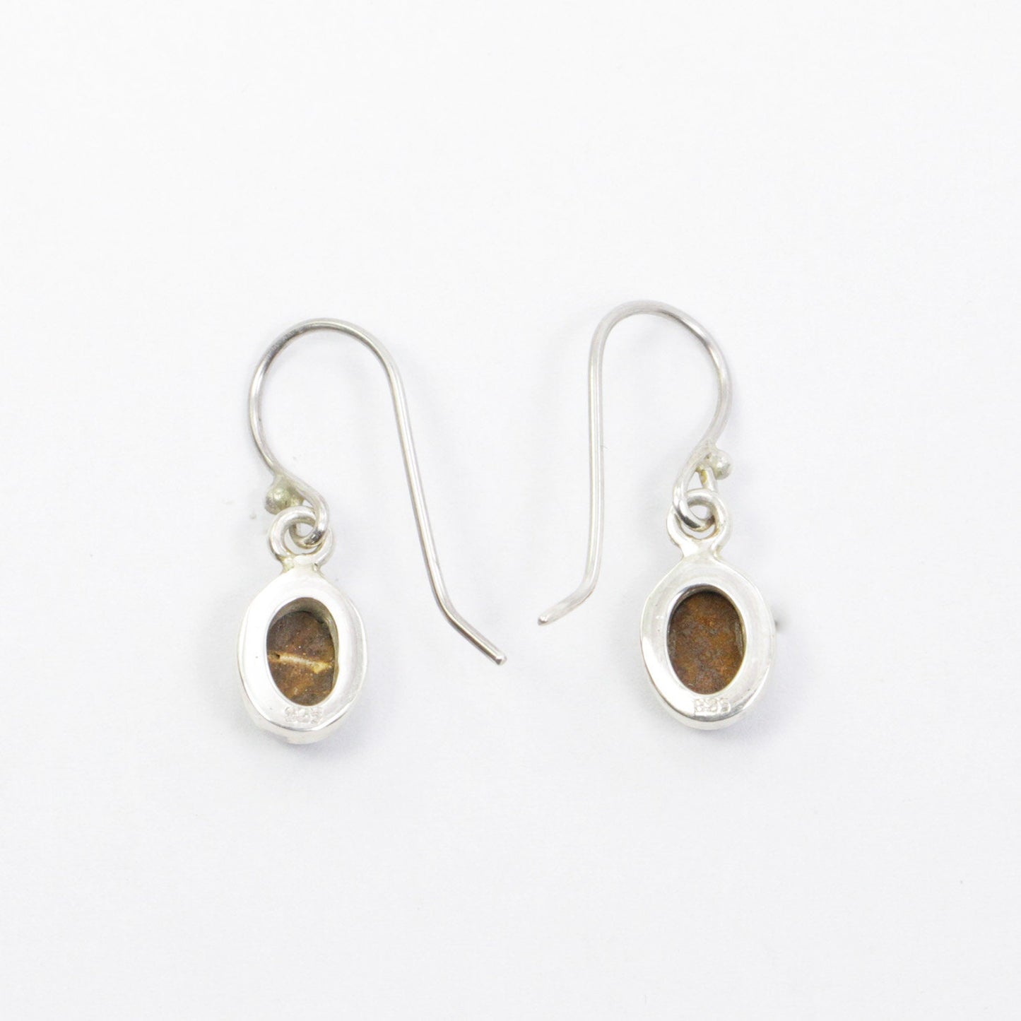 Fire opal earrings set in 925 sterling silver double bezel, Australian Opal earrings
