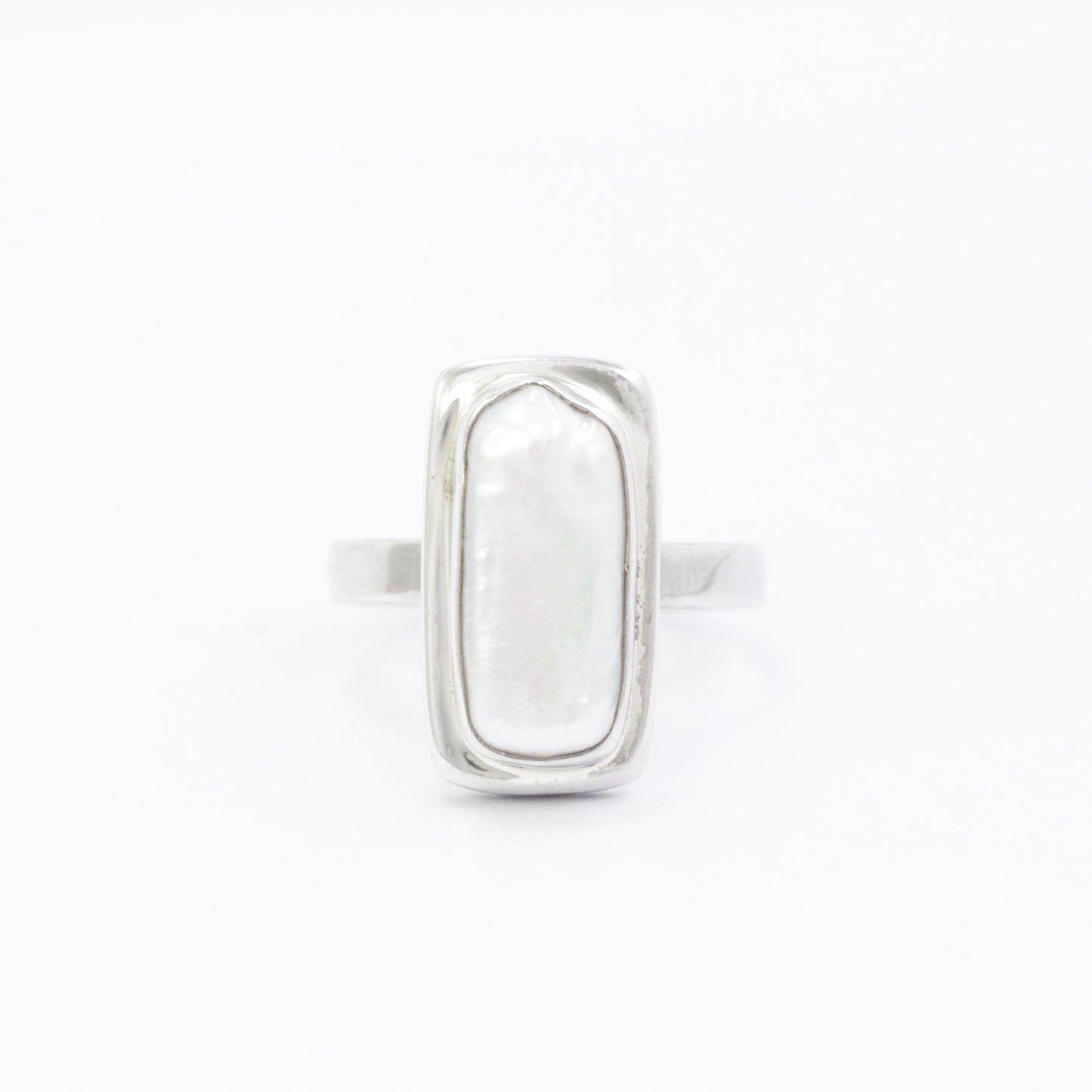 long biwa pearl ring bezel set 925 sterling silver handmade