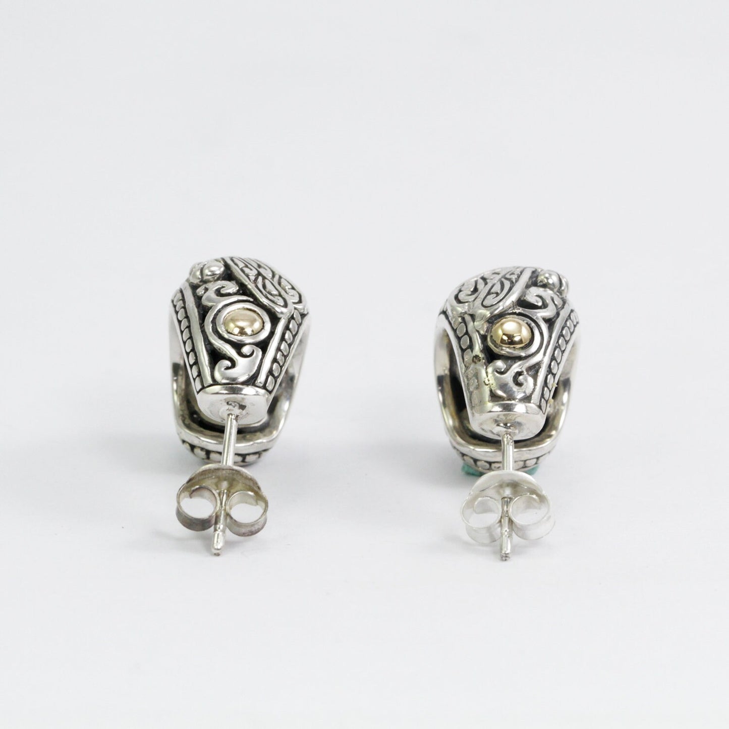 hoop earrings 925 sterling silver and 18K yellow gold decorated with dragonfly and filigree ornament