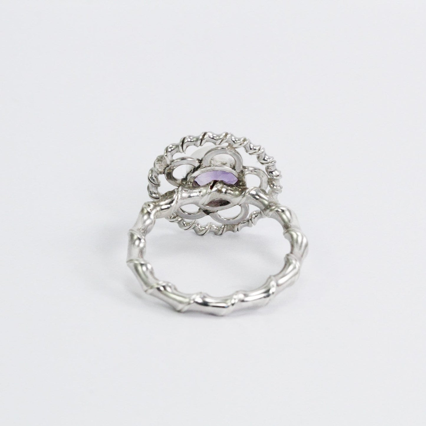 flower ring 925 sterling silver with genuine Brazilian amethyst
