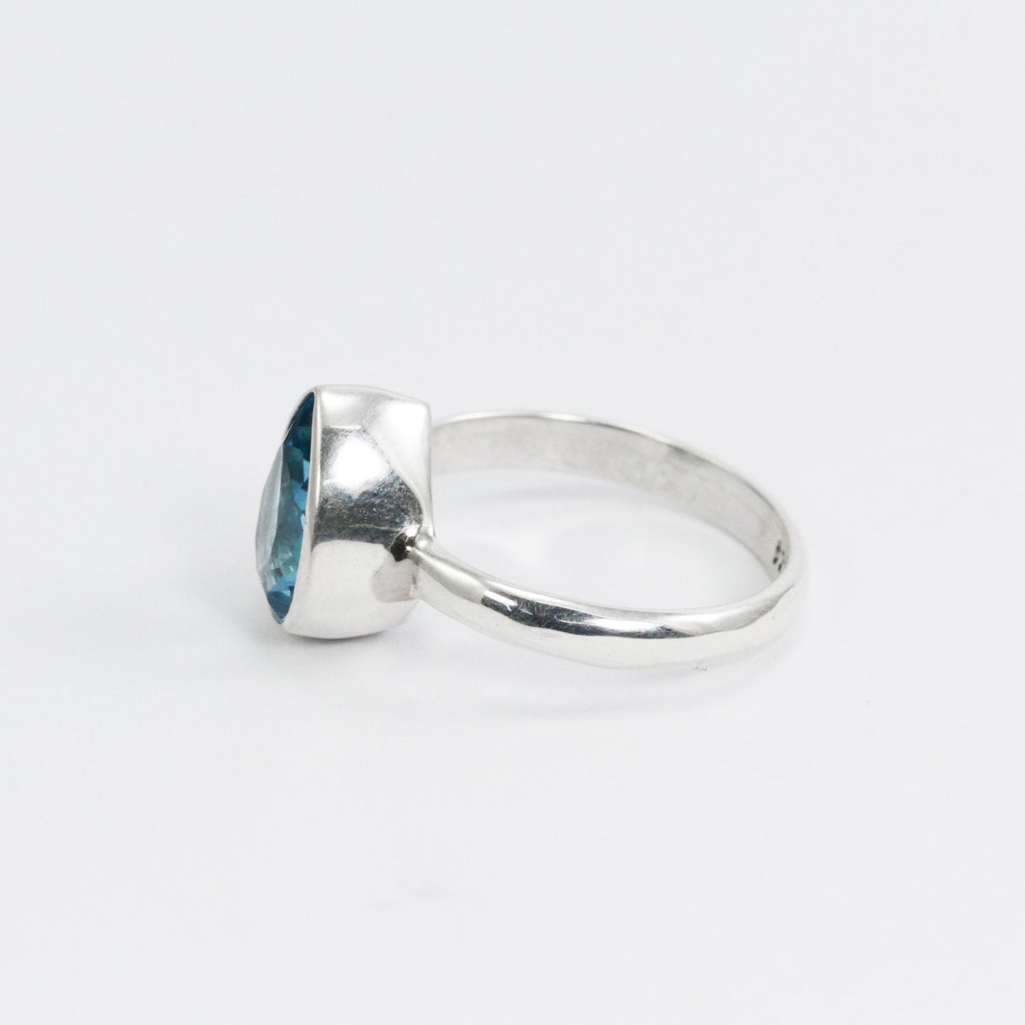 tear drop Blue topaz ring 925 sterling silver handmade bezel set