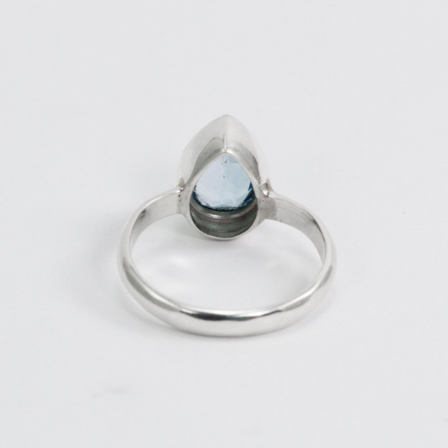 tear drop Blue topaz ring 925 sterling silver handmade bezel set