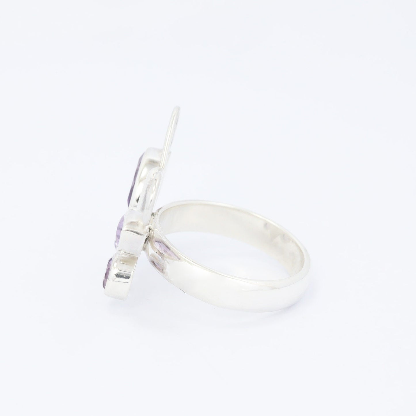 butterfly ring 925 sterling silver with genuine Brazilian amethyst bezel set