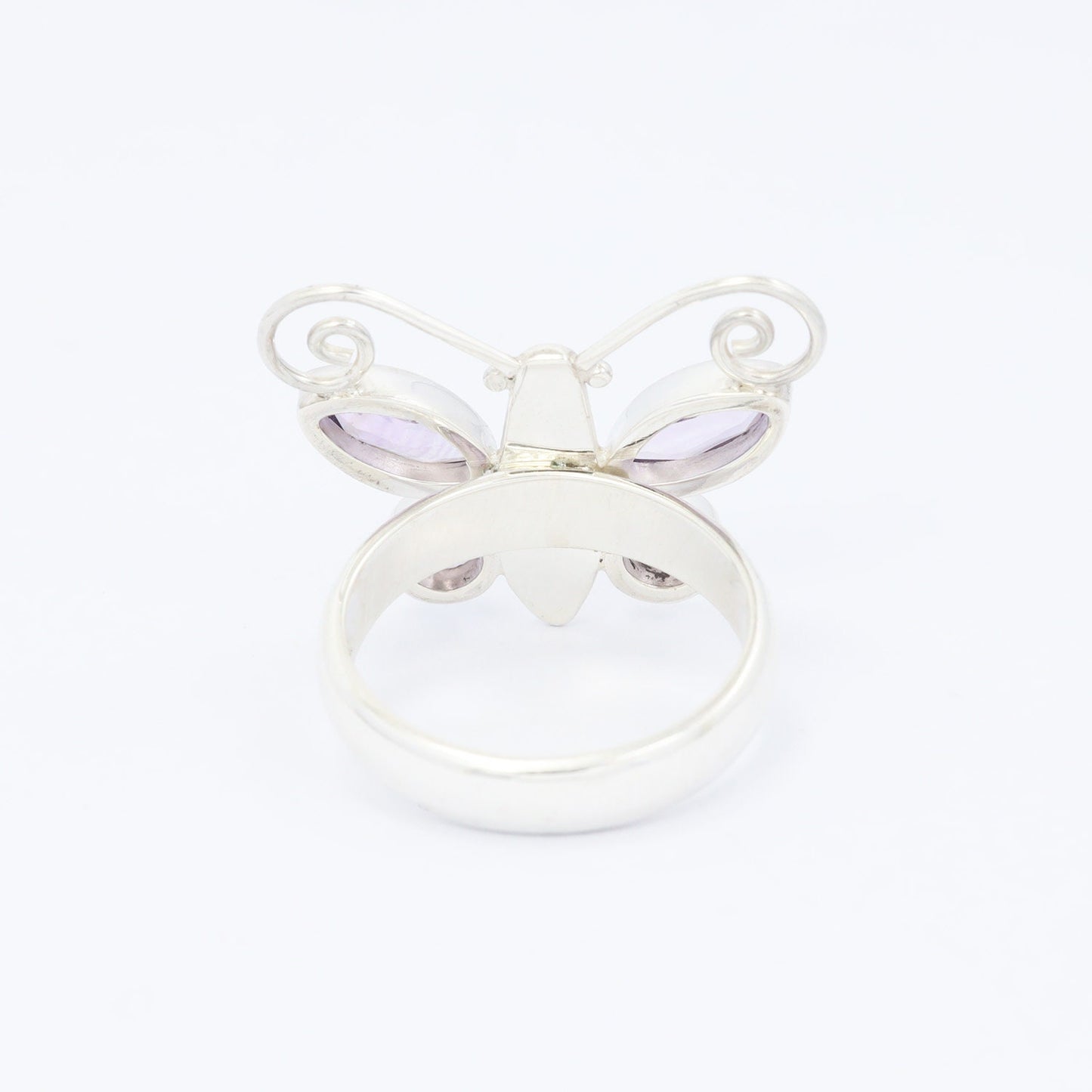butterfly ring 925 sterling silver with genuine Brazilian amethyst bezel set