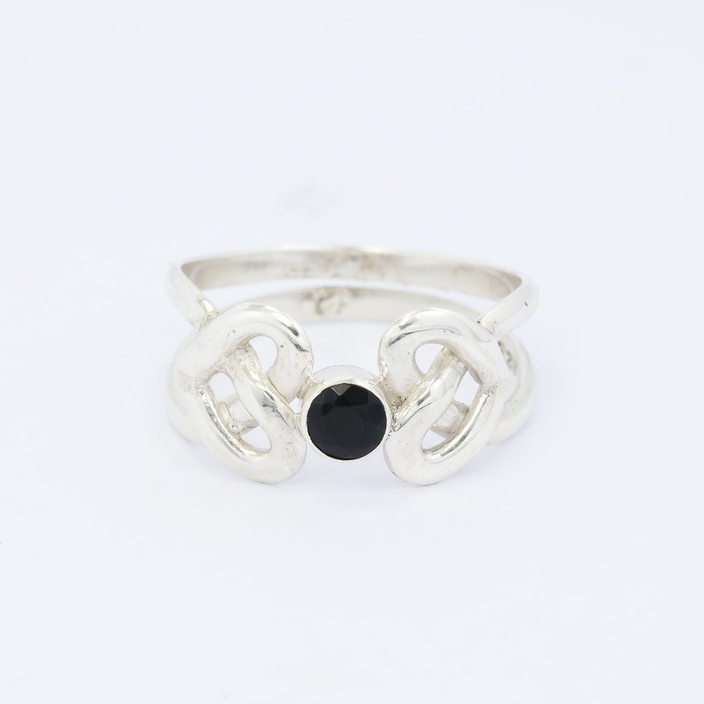 Celtic ring 925 sterling silver with genuine black onyx
