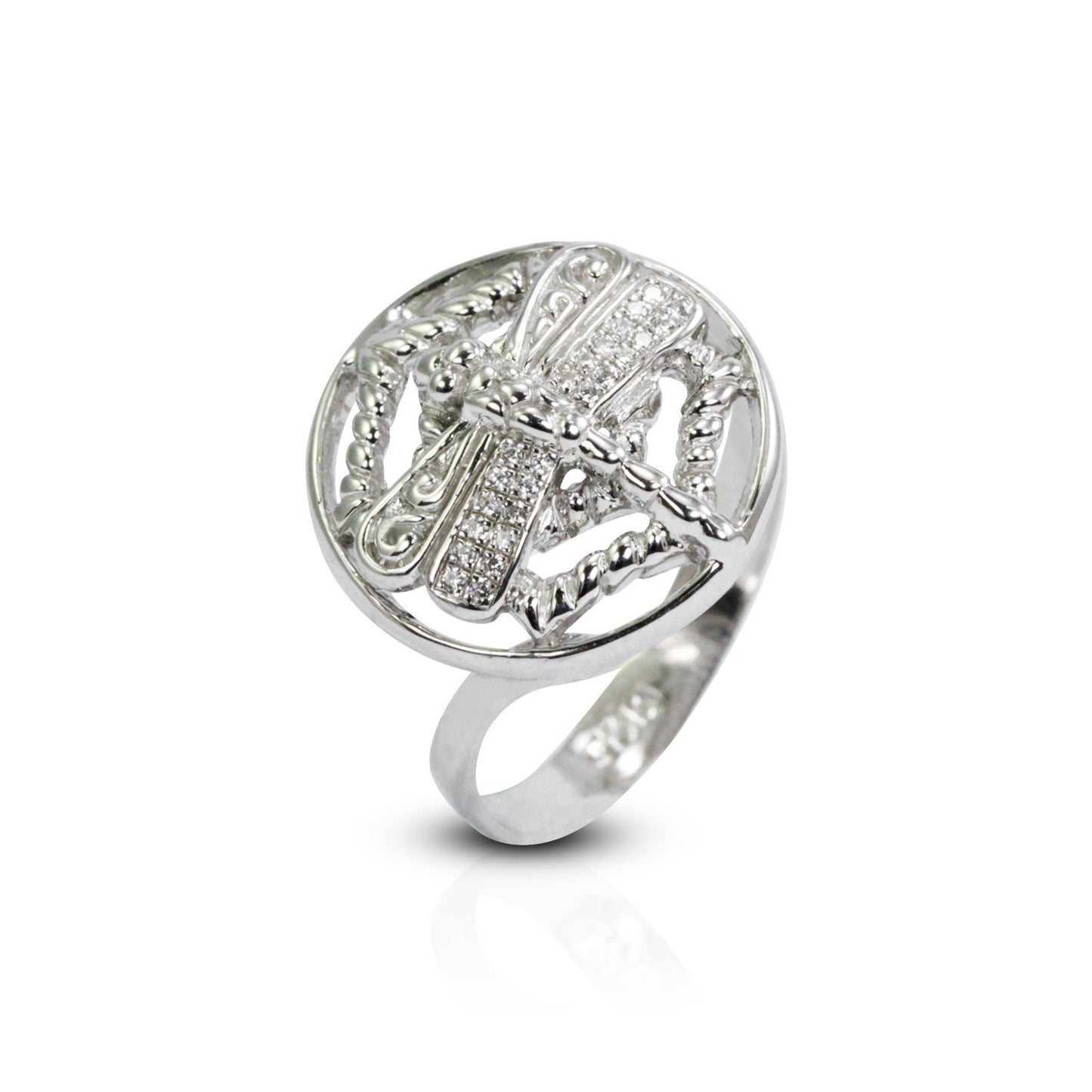 Dragonfly ring 925 sterling silver decorated with web style