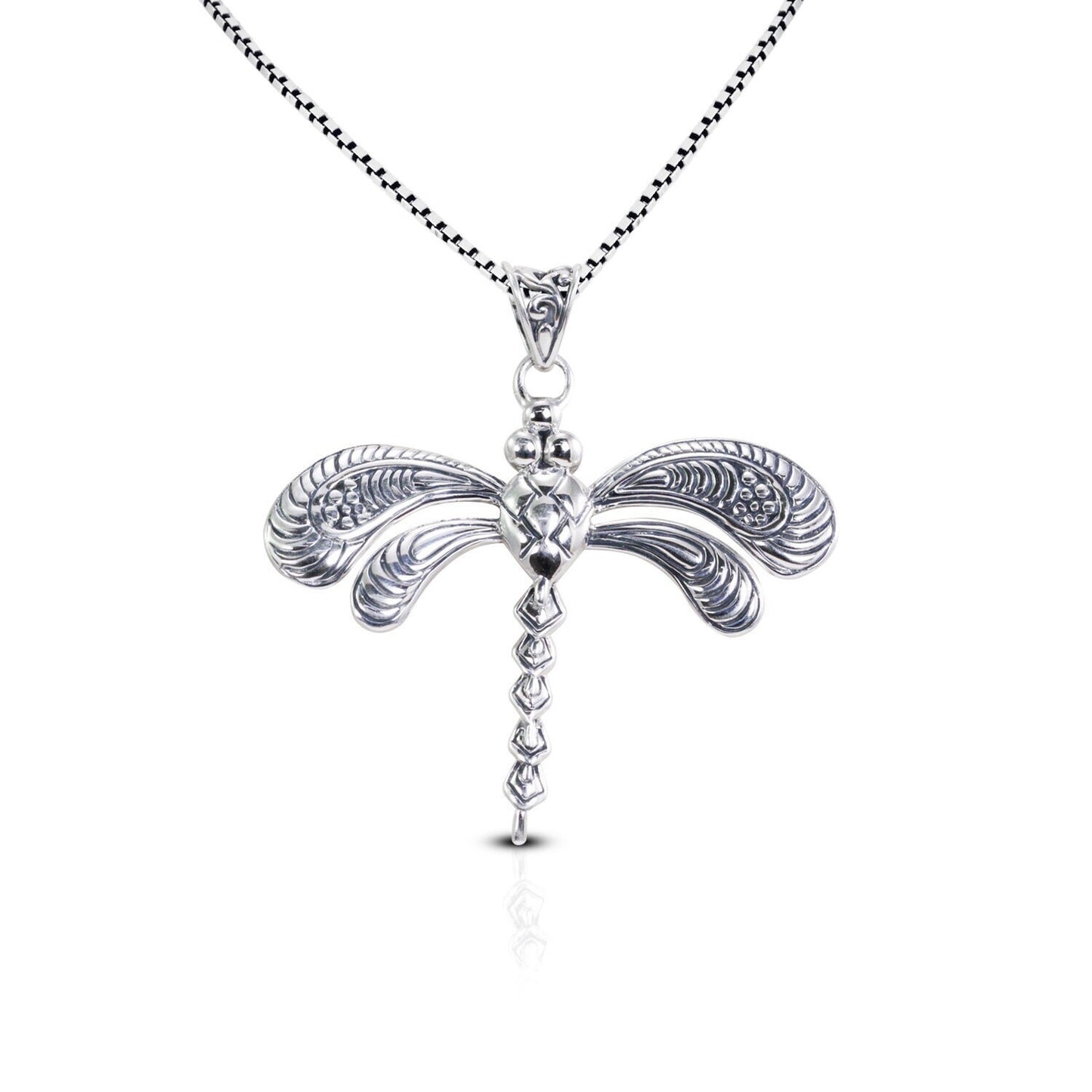 Dragonfly pendant 925 sterling silver decorated with open work filigree