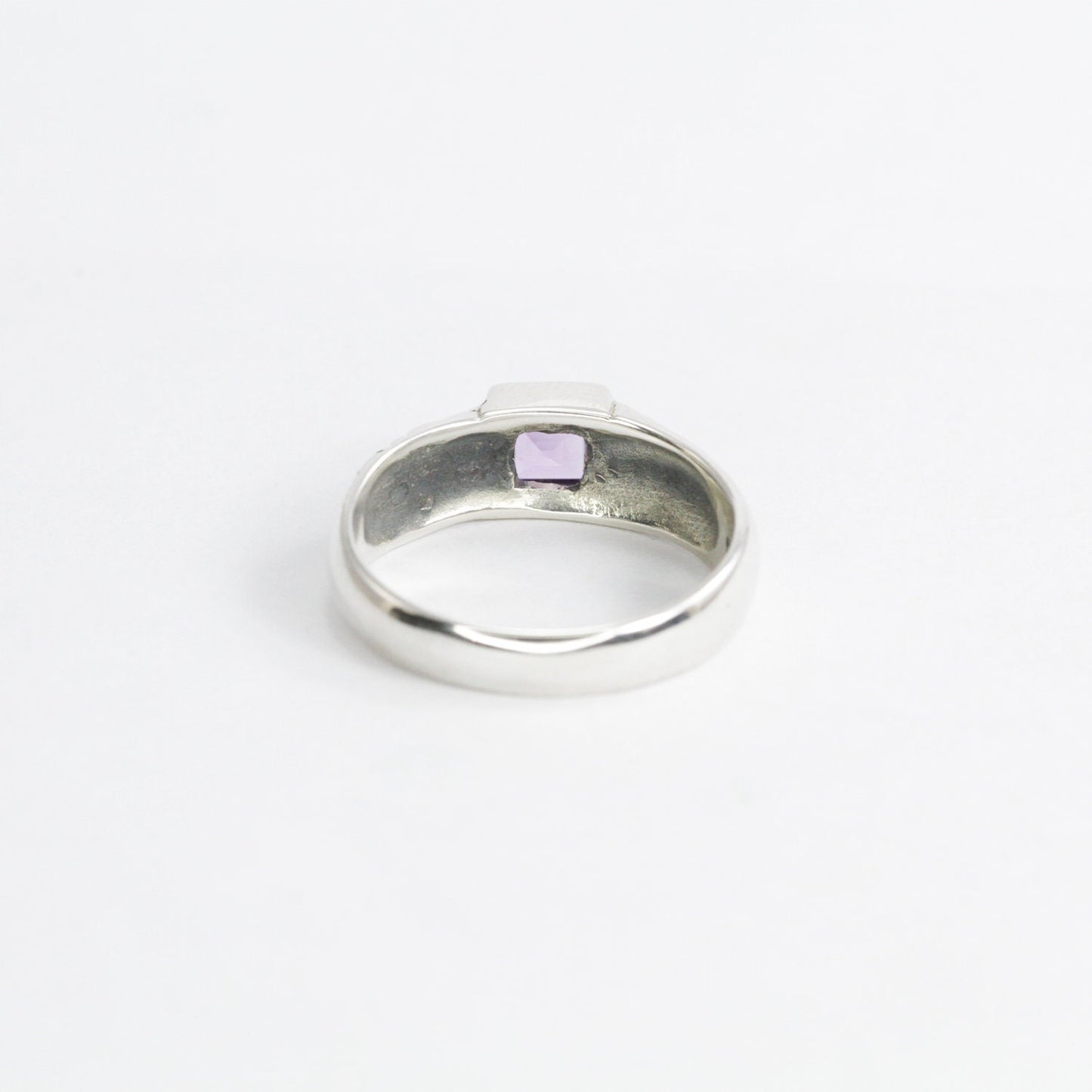solitaire amethyst ring 925 sterling silver with genuine Square Brazilian amethyst