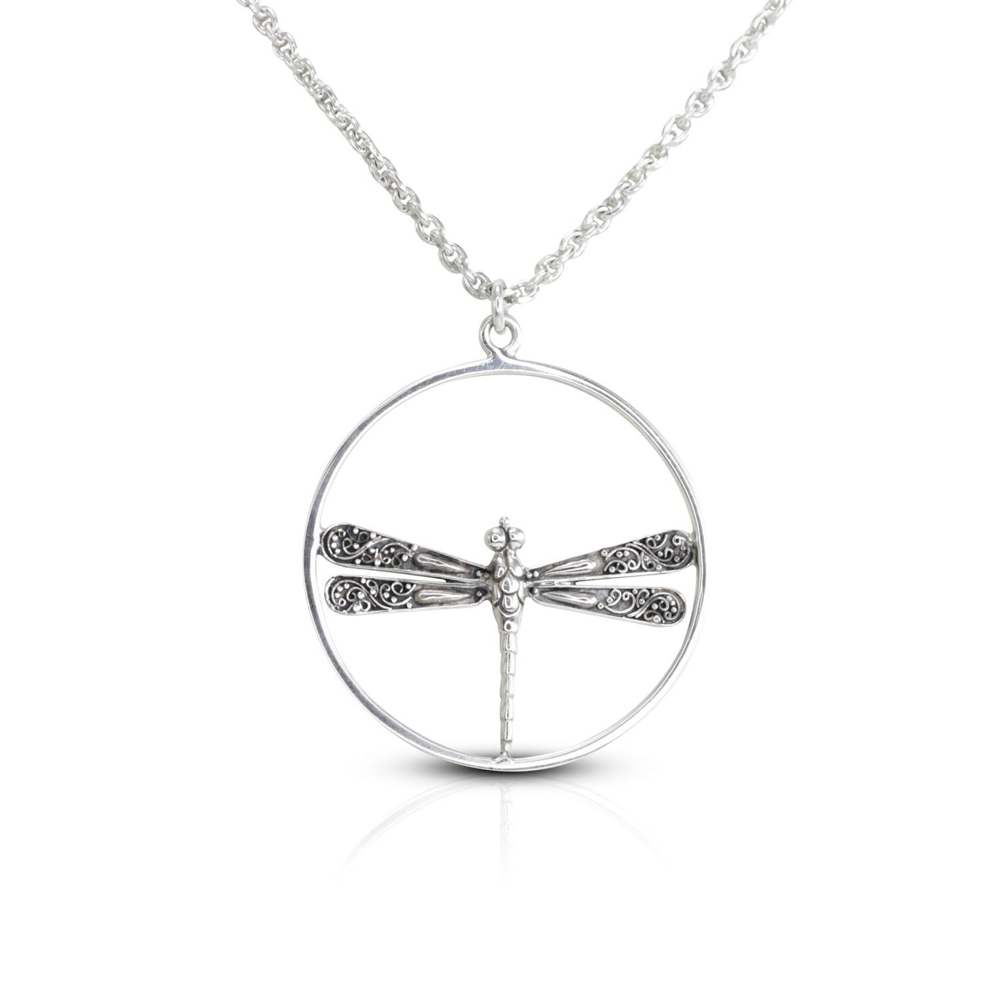 Dragonfly pendant in 925 sterling silver with 21 inch Loro chain