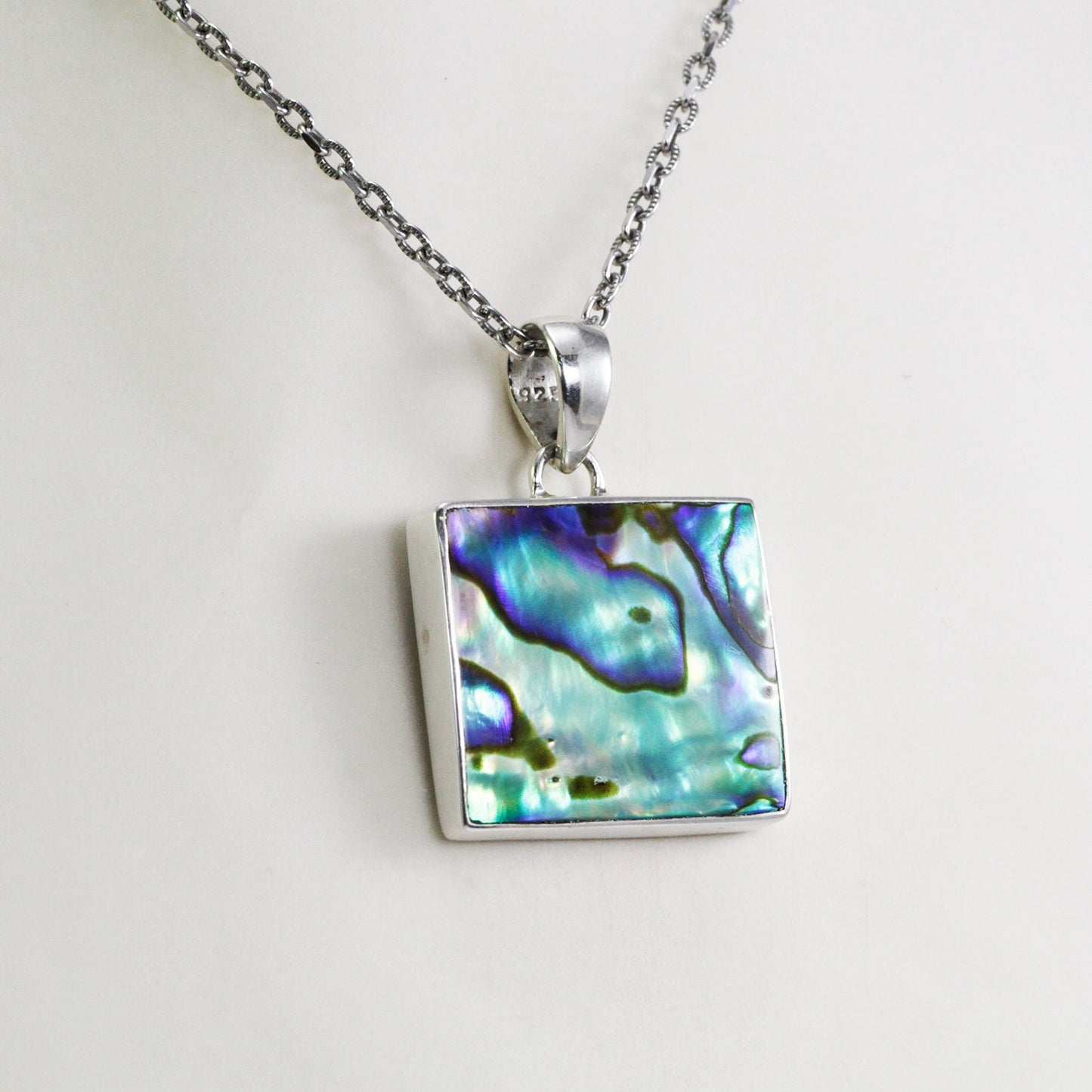 paua shell pendant necklace set in 925 sterling silver, Paua shell pendant