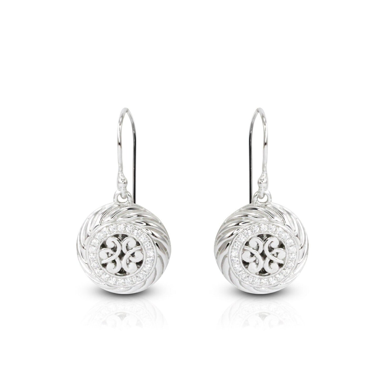 circle earrings 925 sterling silver earrings decorated with cable and filigree ornament