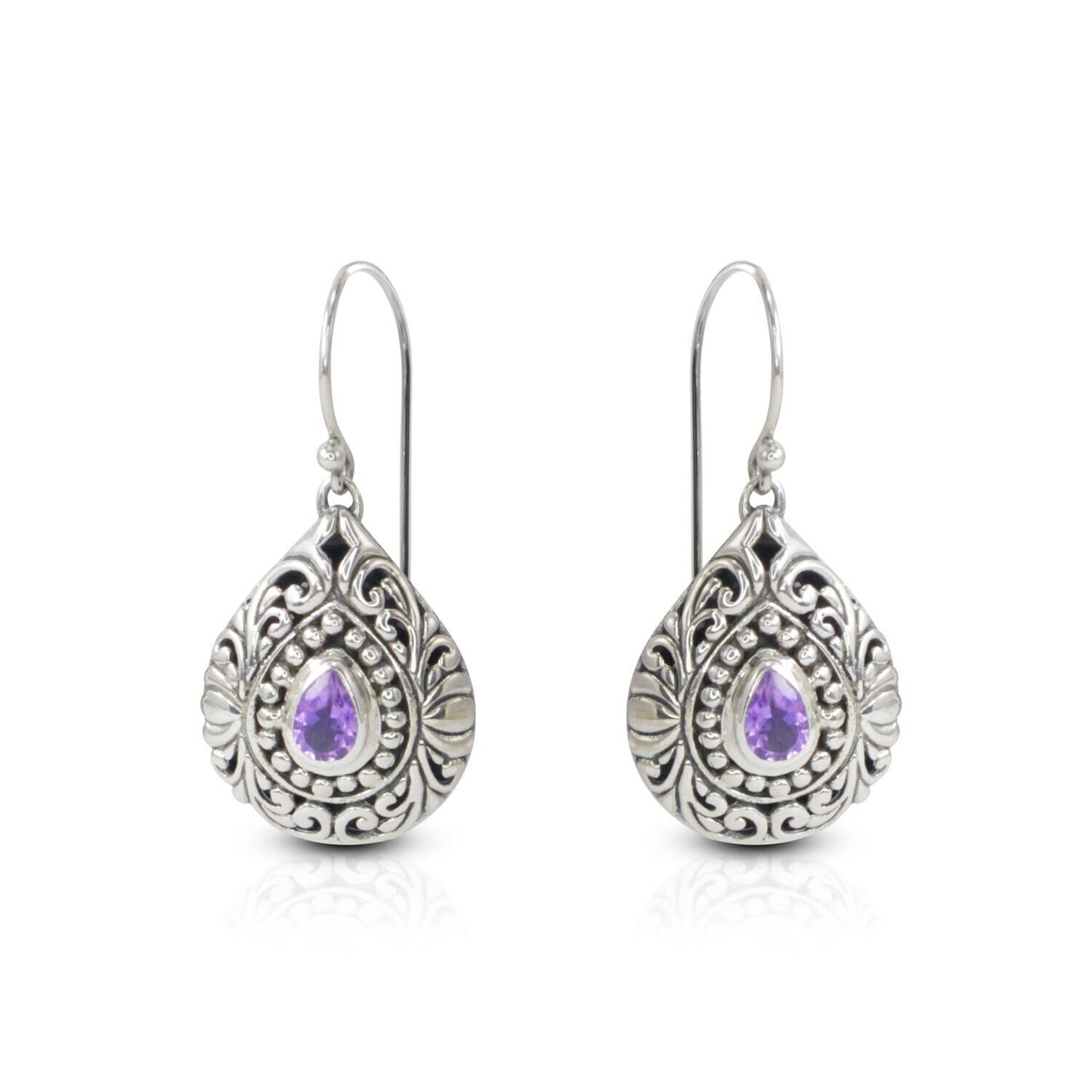 teardrop earrings 925 sterling silver decorated with beautiful filigree work