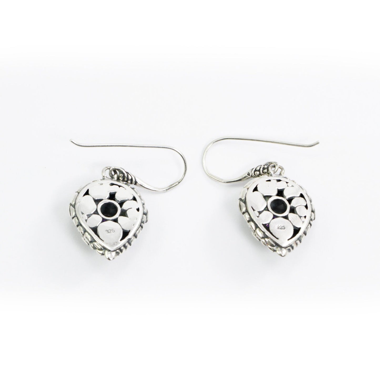 turtle earrings 925 sterling silver decorated with beautiful filigree work and amethyst zirconia