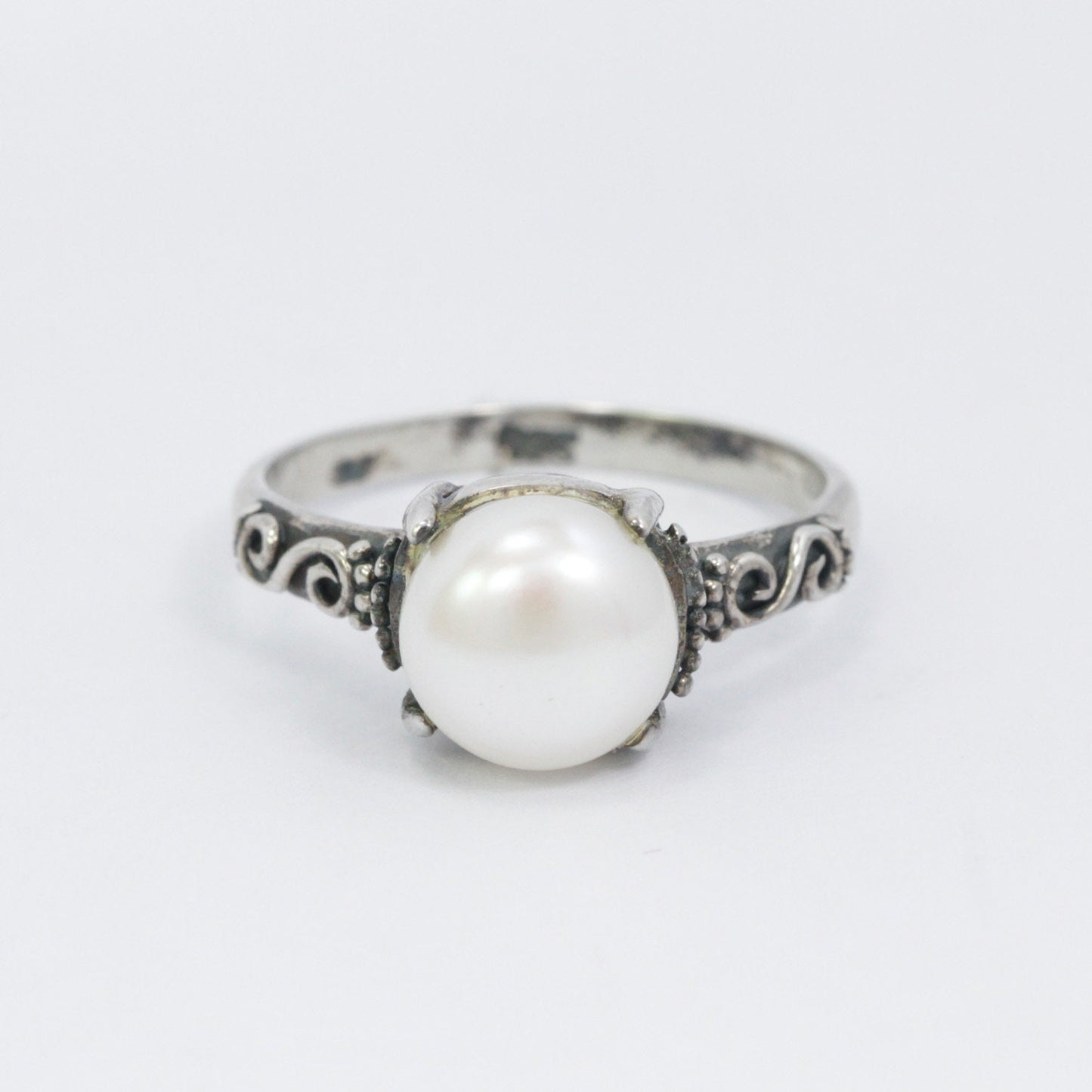 white pearl ring 925 sterling silver with freshwater pearl