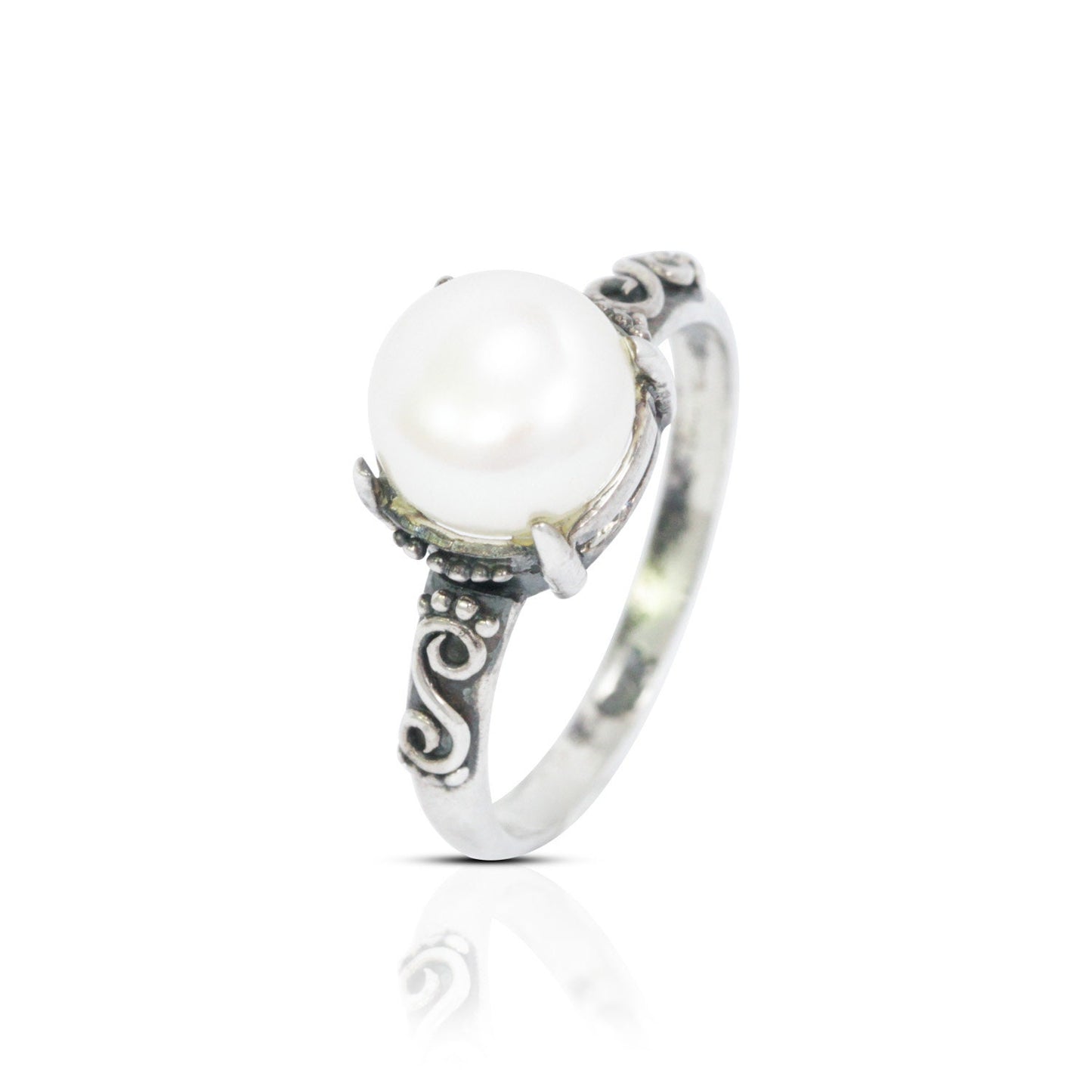 white pearl ring 925 sterling silver with freshwater pearl