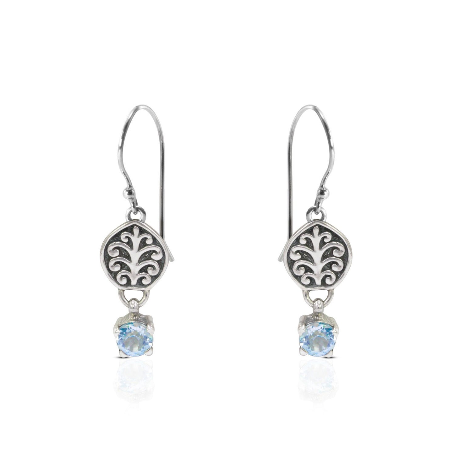 dream catcher earrings 925 sterling silver with genuine blue topaz