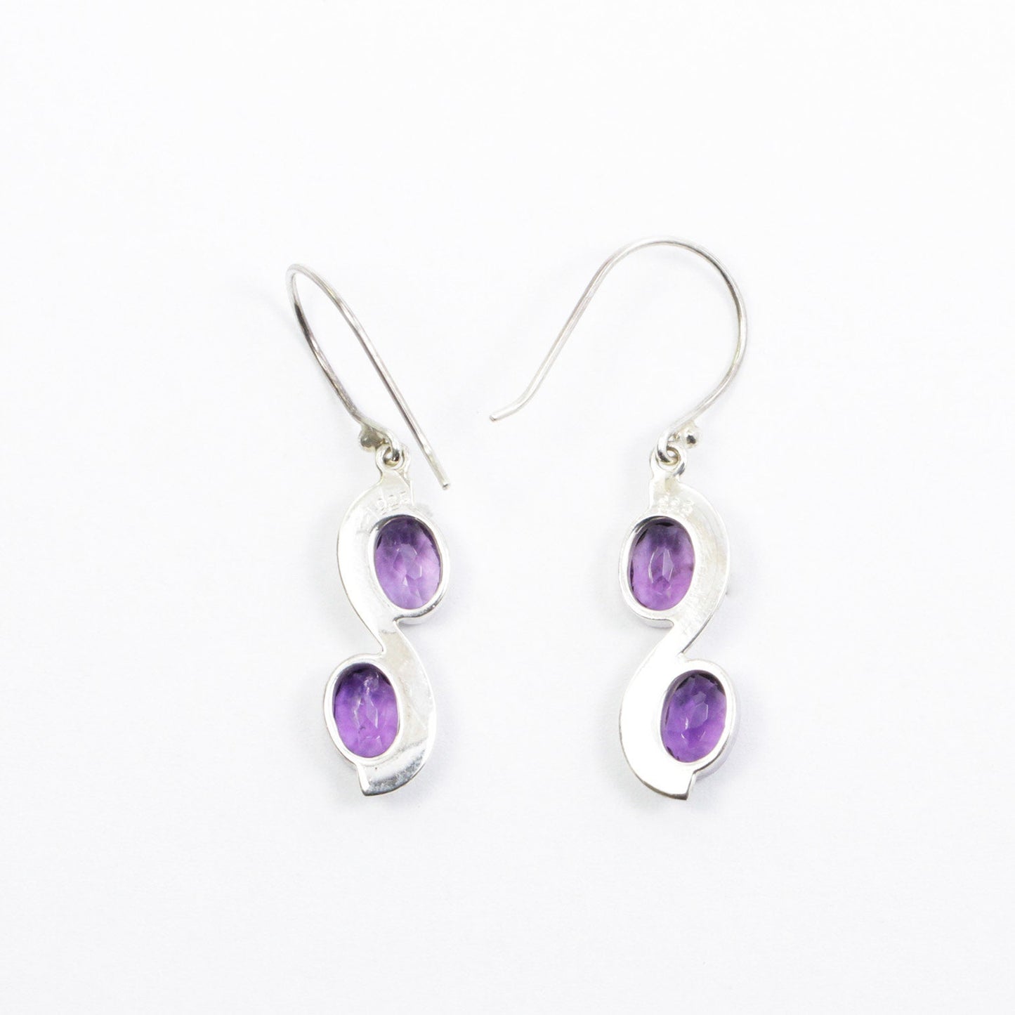 amethyst earrings 925 sterling silver with handmade bezel set
