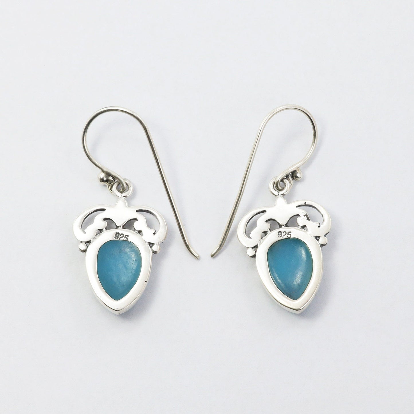simulated Opal Earrings in 925 Sterling Silver decorated with Balinese Ornament