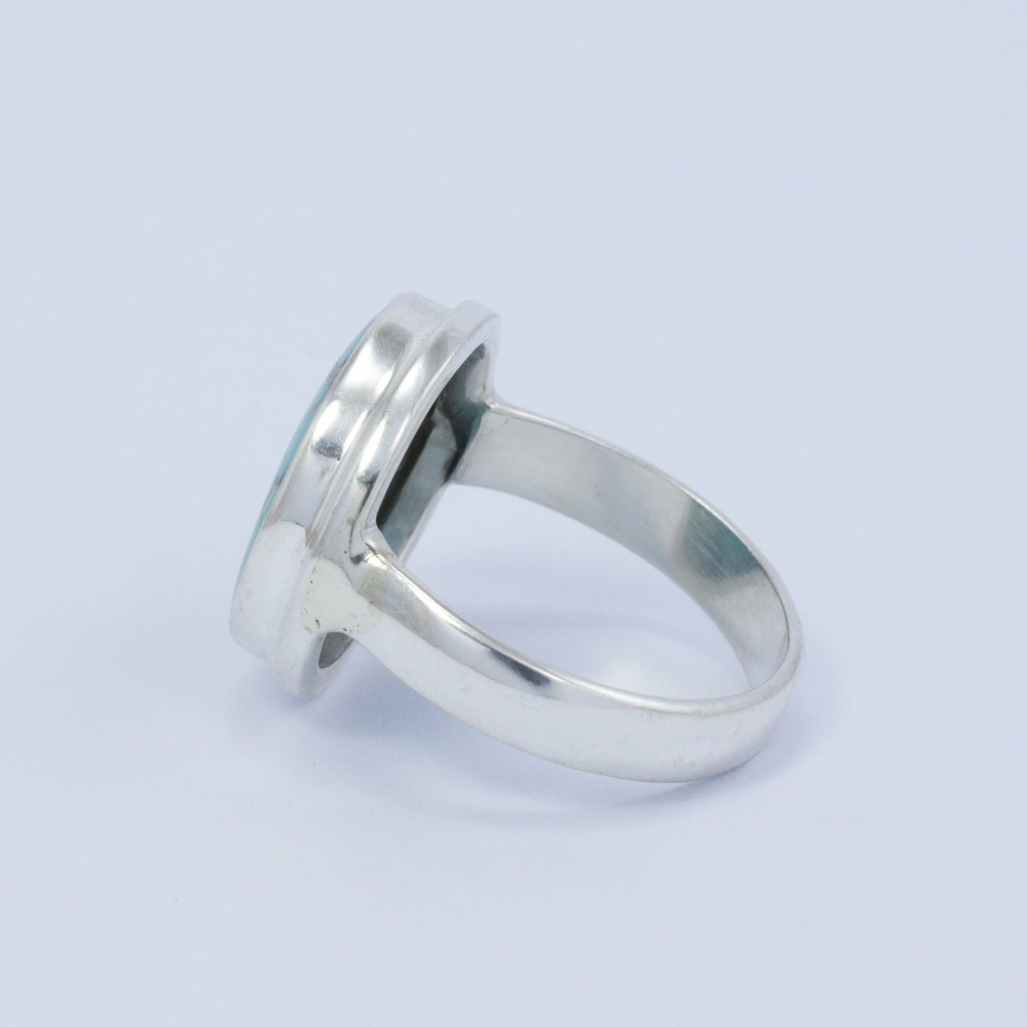round turquoise ring 925 sterling silver for women handmade bezel set