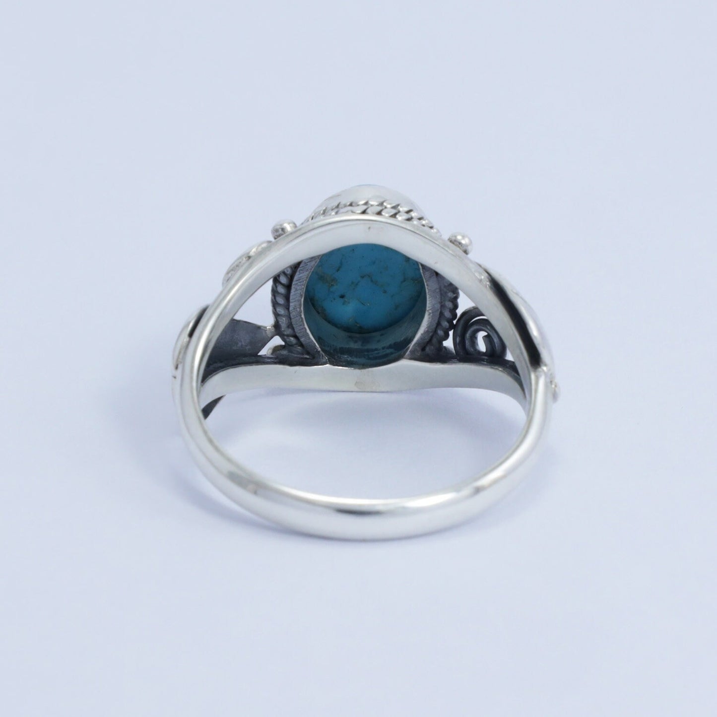 oval turquoise ring 925 sterling silver for women oval shape decorated with leaf ornament