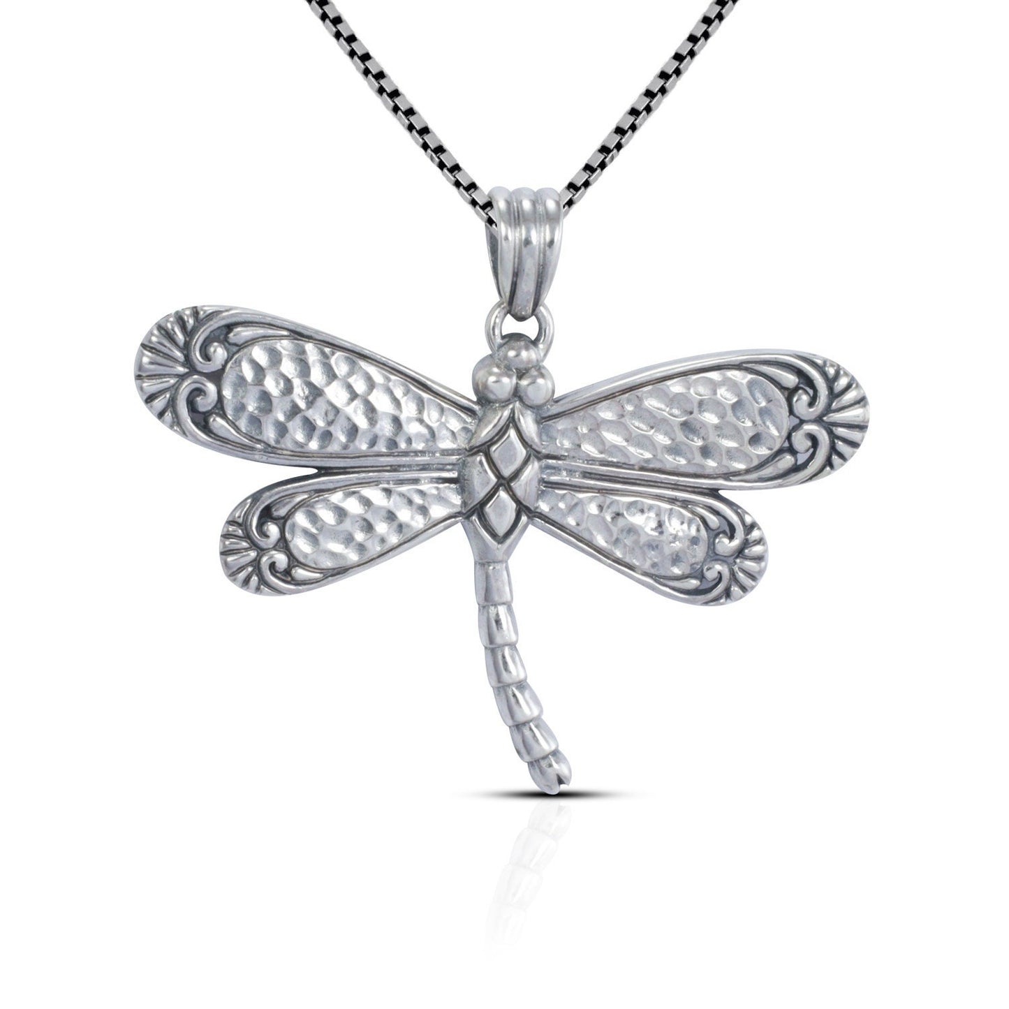 Dragonfly pendant 925 sterling silver with hummer style and filigree ornament
