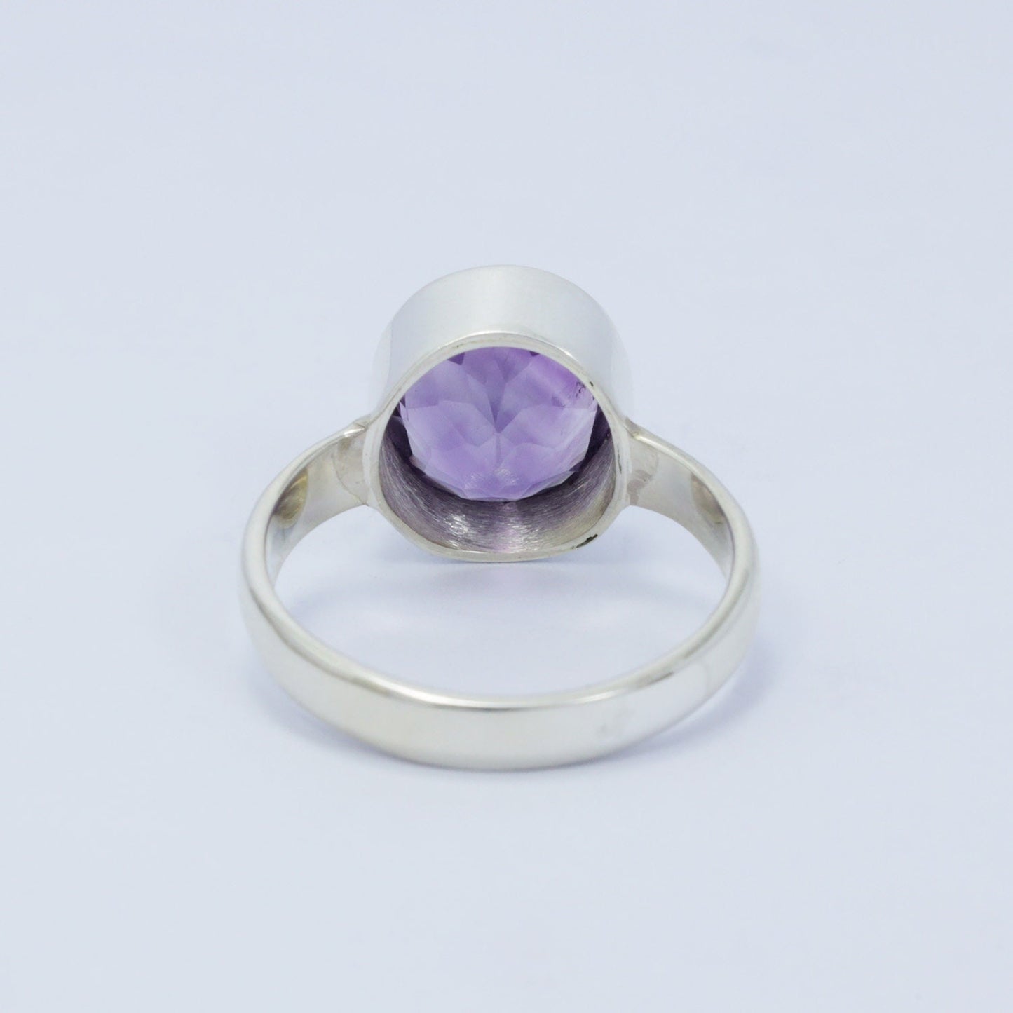 oval amethyst ring 925 sterling silver with handmade bezel set