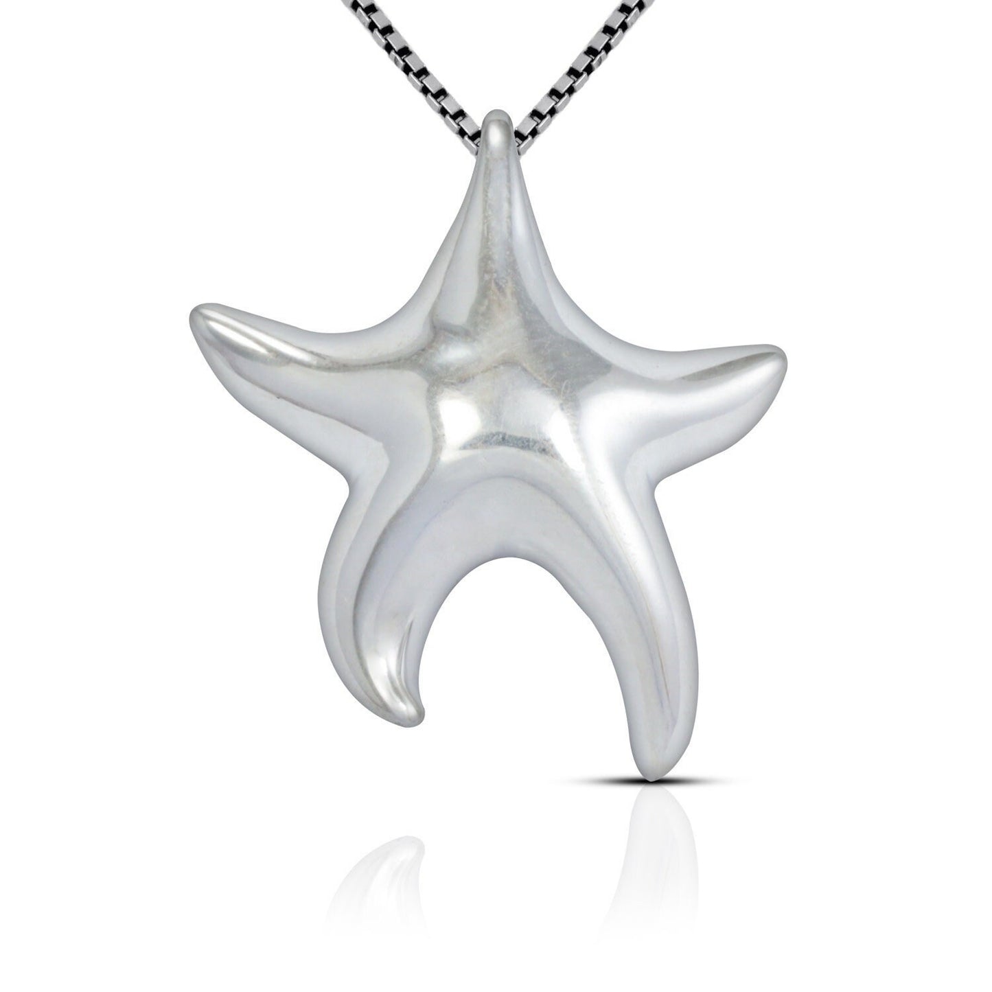 silver starfish pendant 925 sterling silver with high polish finishing