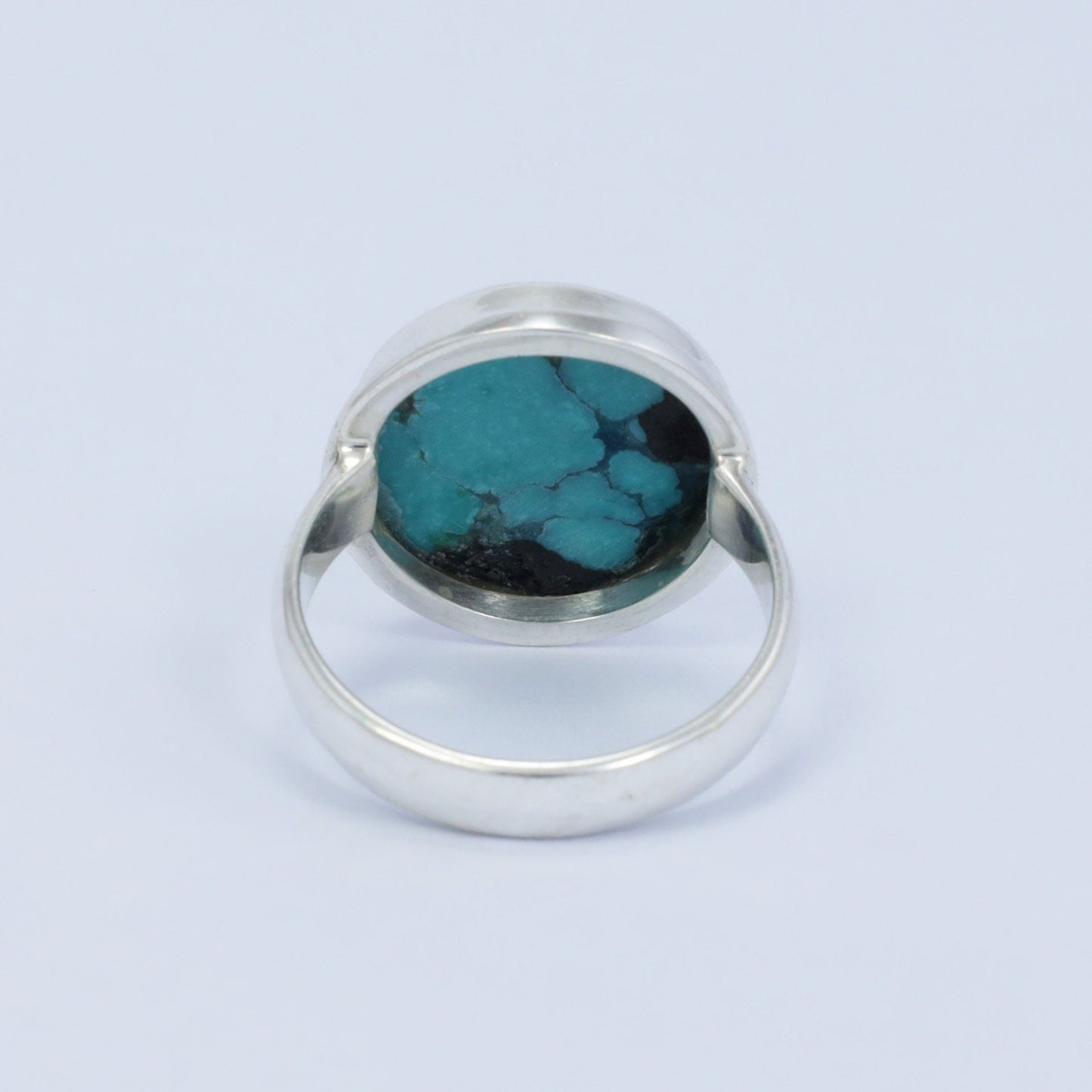 round turquoise ring 925 sterling silver for women handmade bezel set