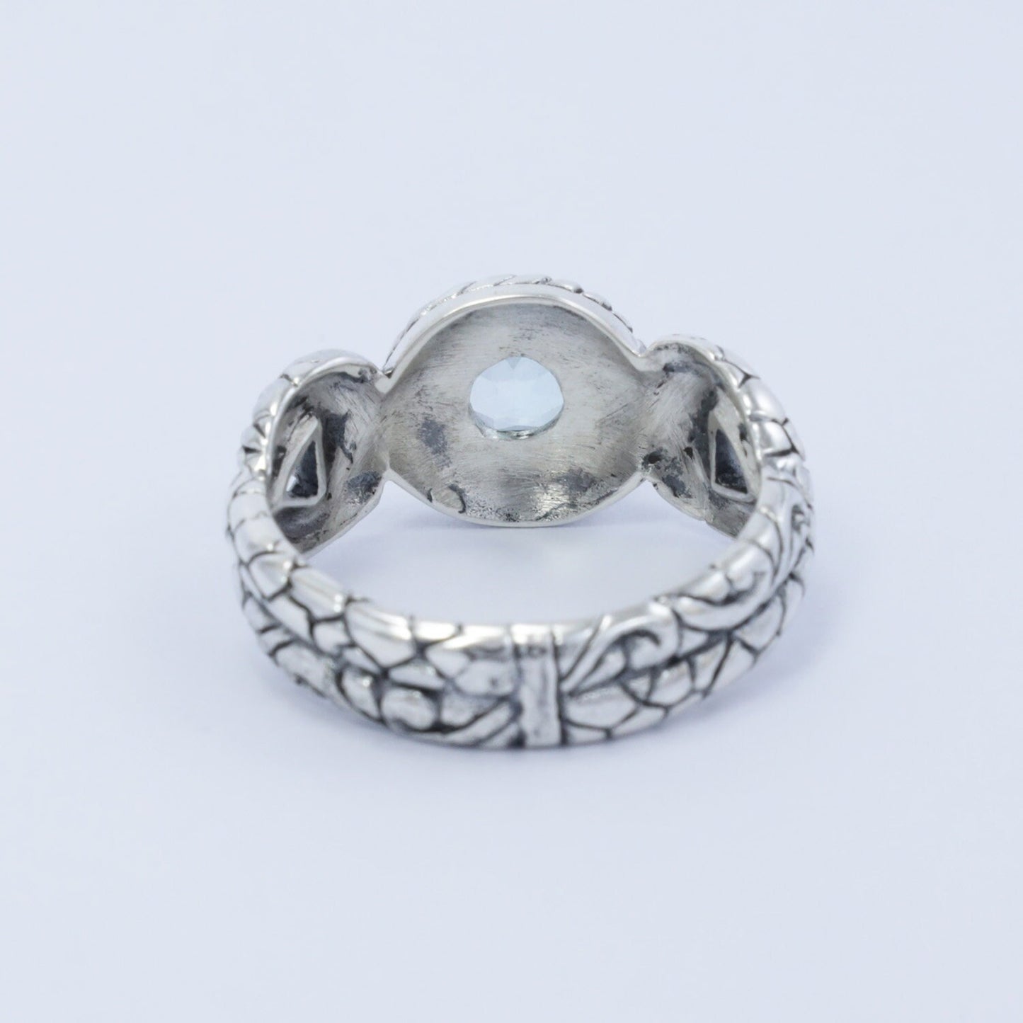blue topaz ring 925 sterling silver decorated with cable style ornament filigree