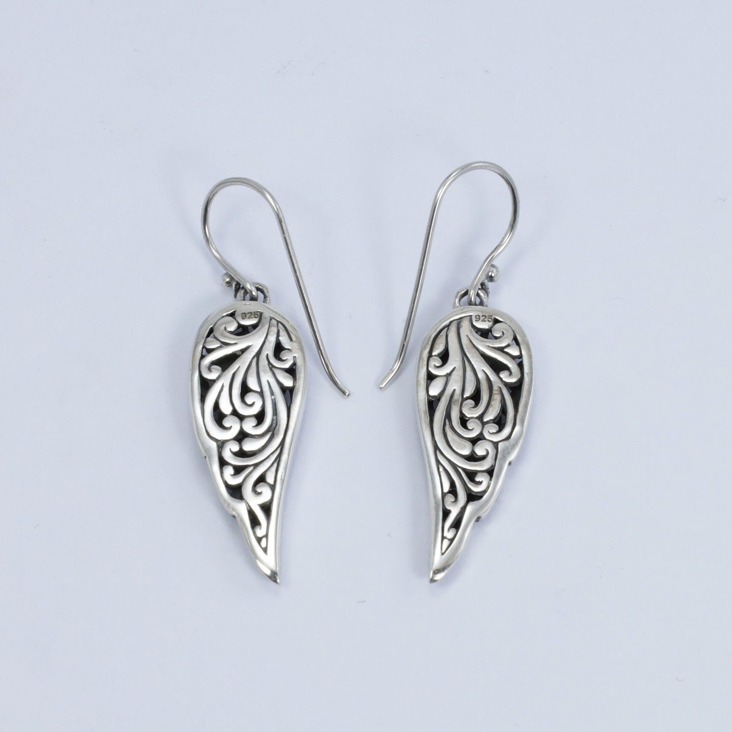 wings earrings 925 sterling silver decorated with antique open work filigree ornament