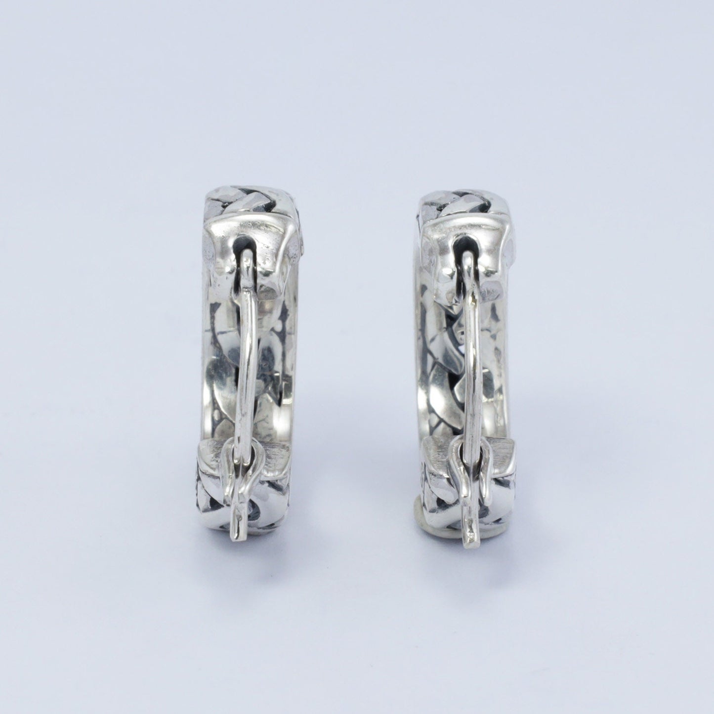 925 sterling silver hoop earrings with woven rope ornament