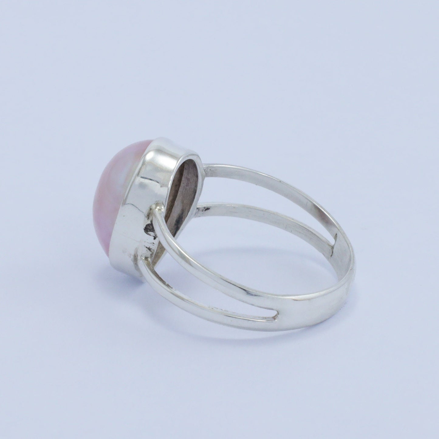 oval pearl ring 925 sterling silver genuine pink mabe pearl split shank style