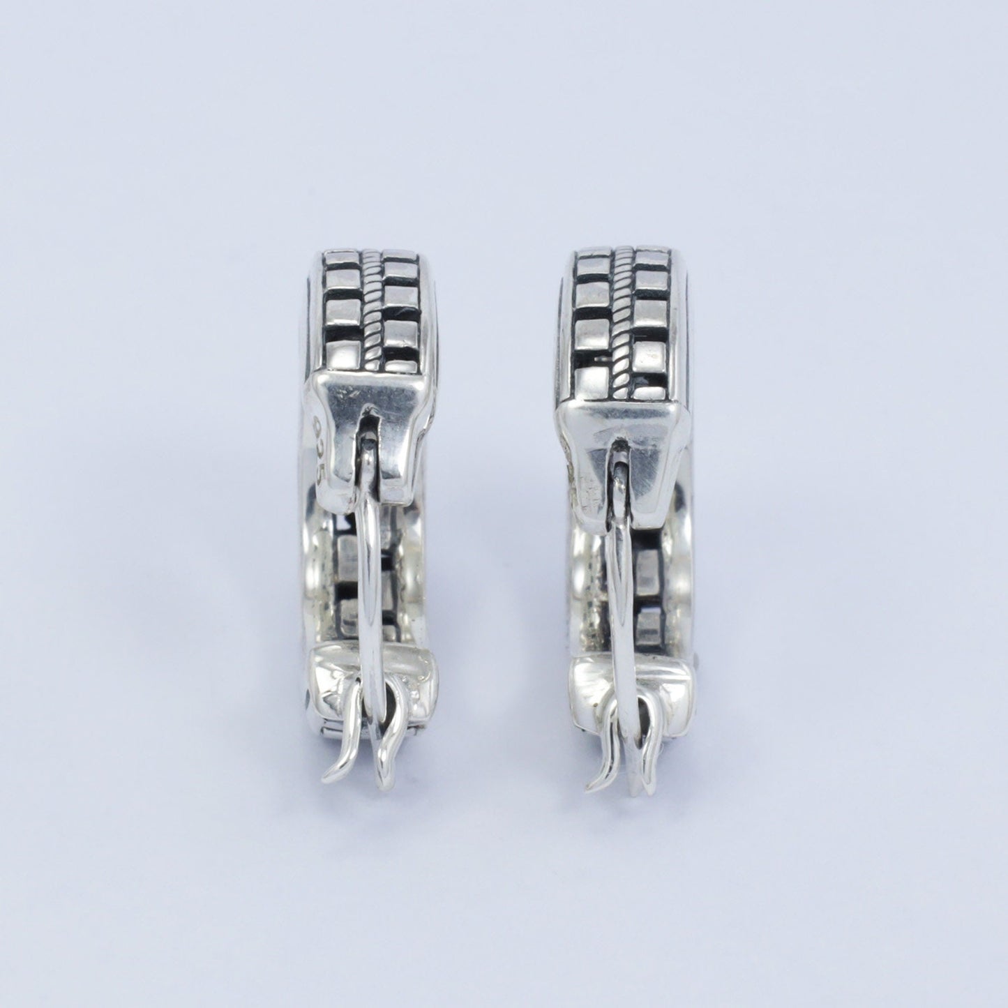 silver hoop earrings 925 sterling silver decorated with classic ornament