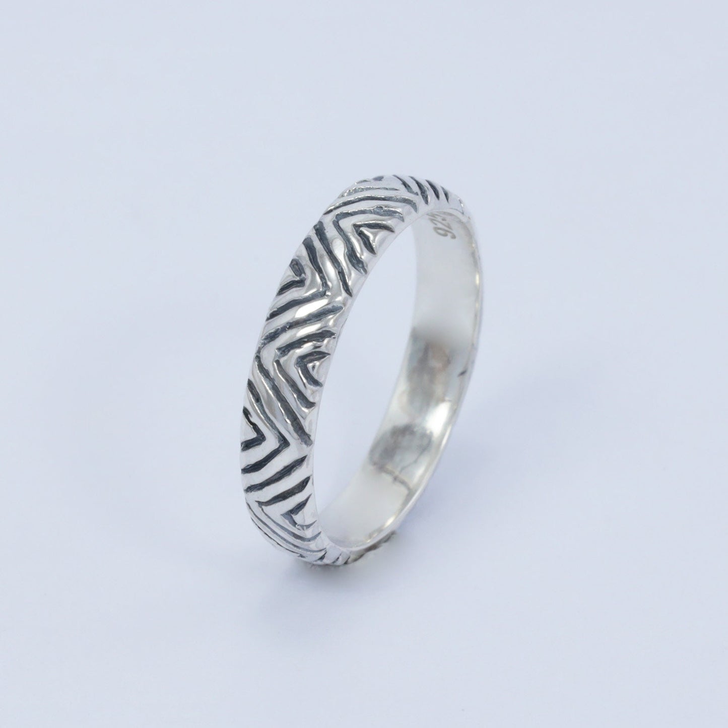 925 sterling silver ring with finger print ornament 925 sterling silver