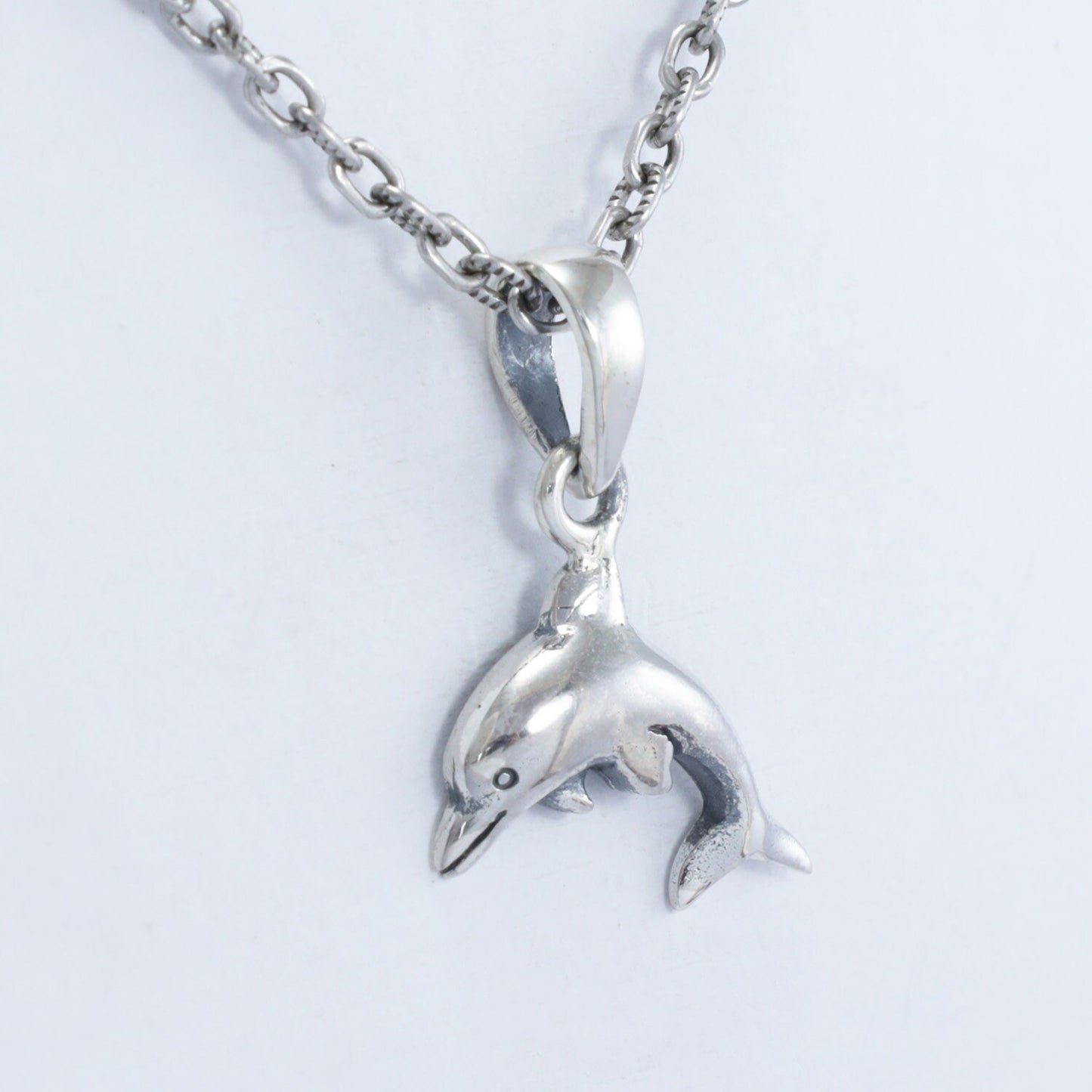 silver dolphin pendant necklace 925 sterling with high polish finishing