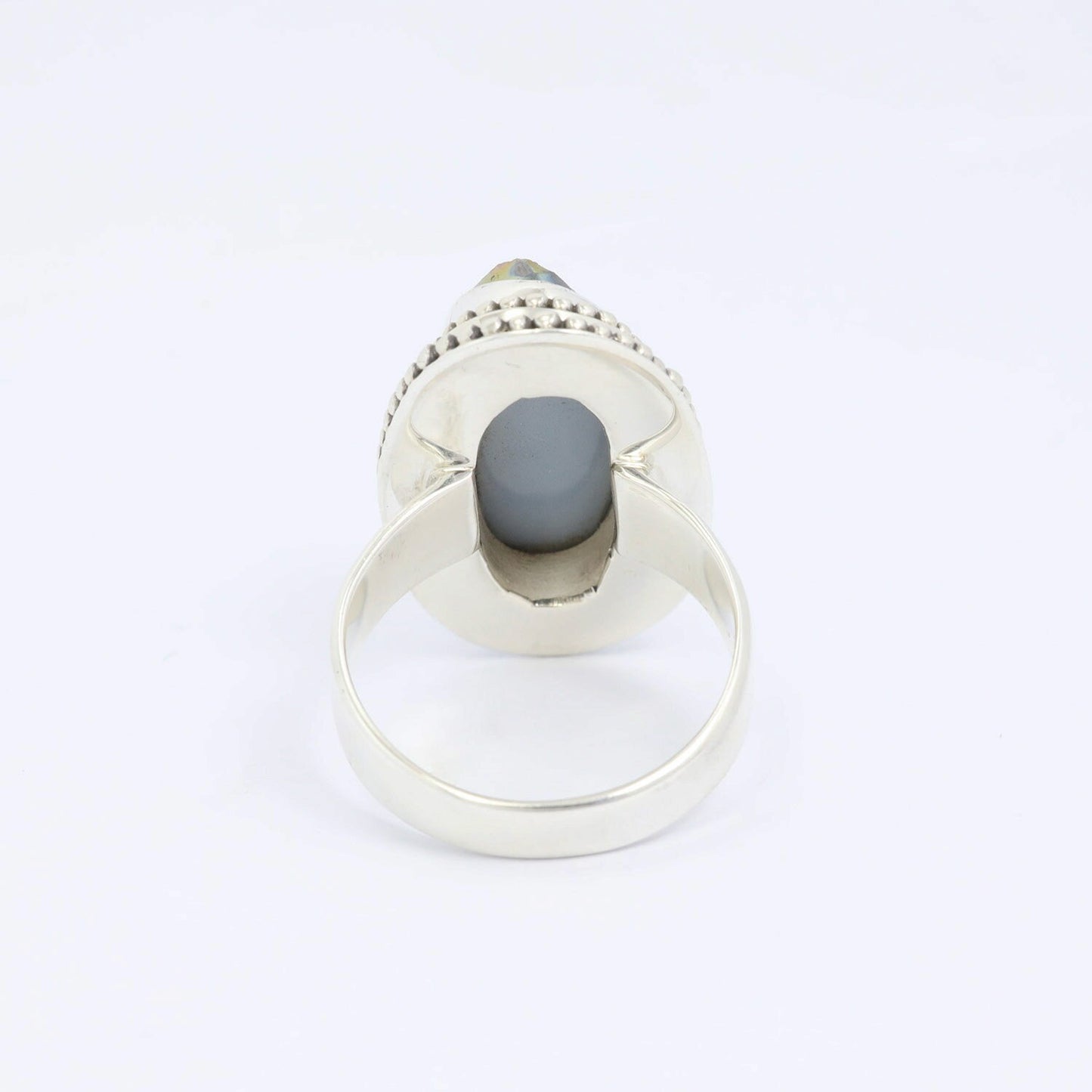 long oval ring 925 sterling silver with genuine sparkling druzy agate