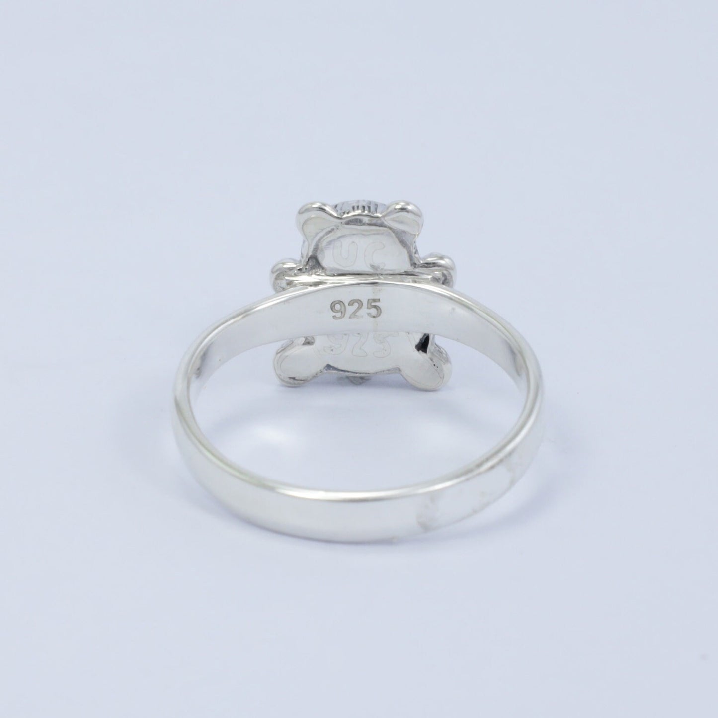 teddy bear ring 925 sterling silver with genuine blue topaz