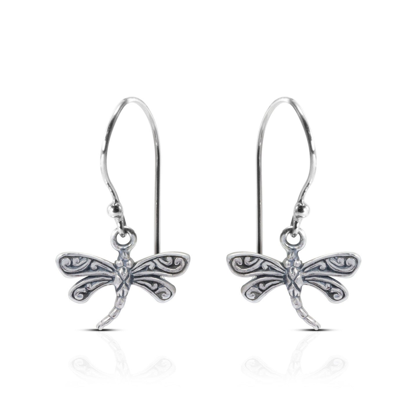 tiny dragonfly earrings 925 sterling silver decorated with filigree ornament