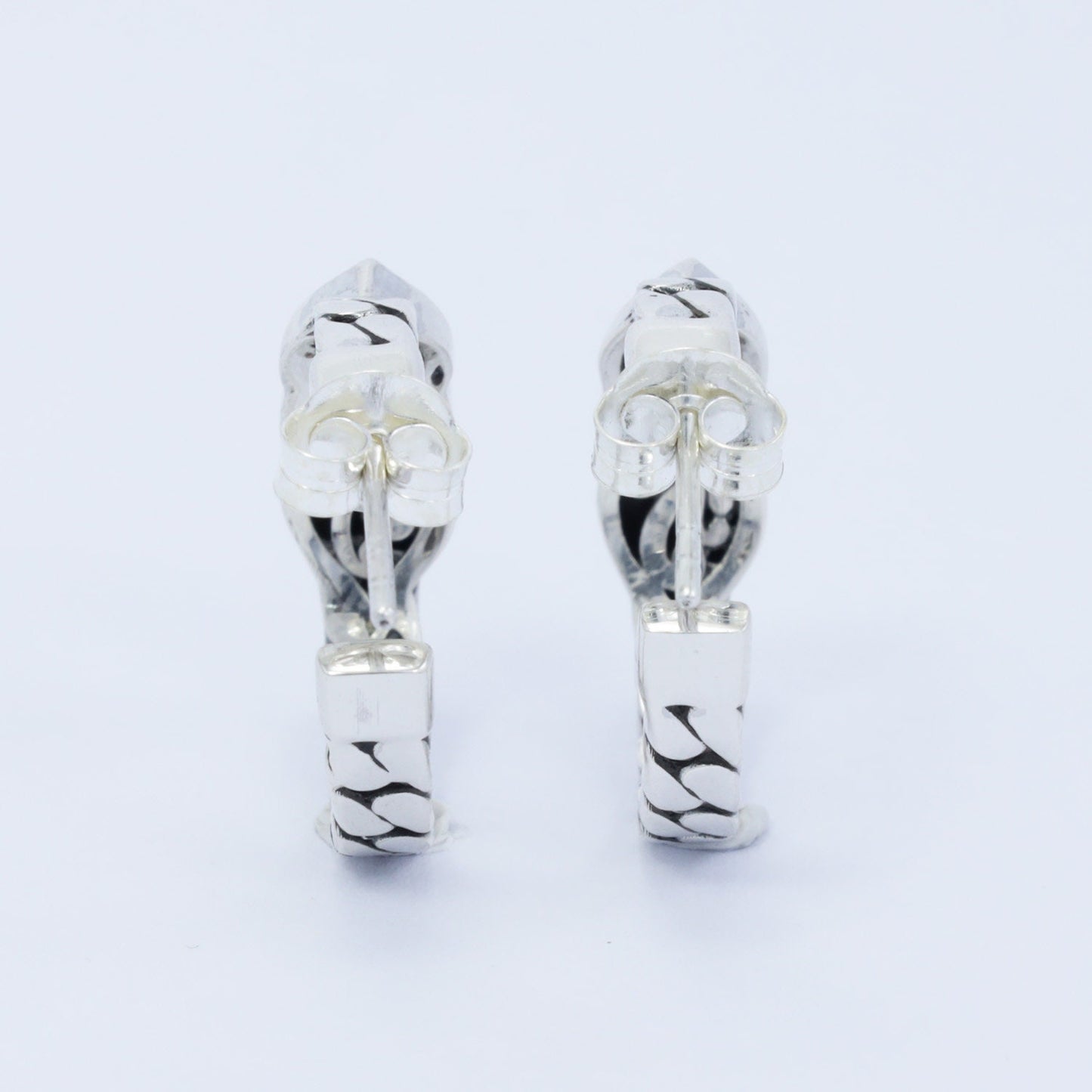 earrings hoop 925 sterling silver with chain style and black spinel leaf ornament