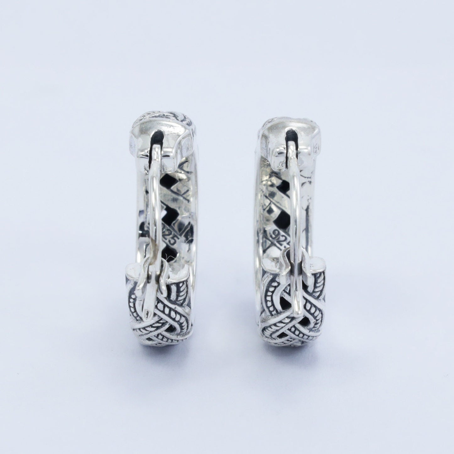 hoop earrings 925 sterling silver with rope style and antique finishing
