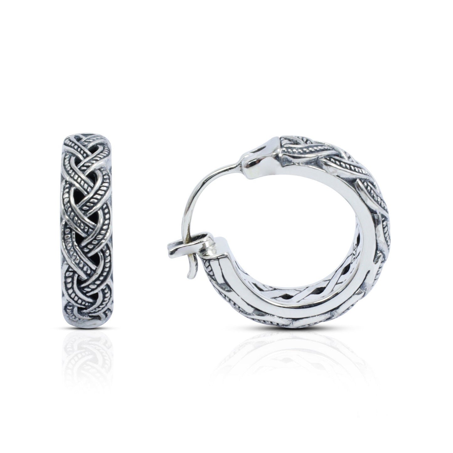 hoop earrings 925 sterling silver with rope style and antique finishing