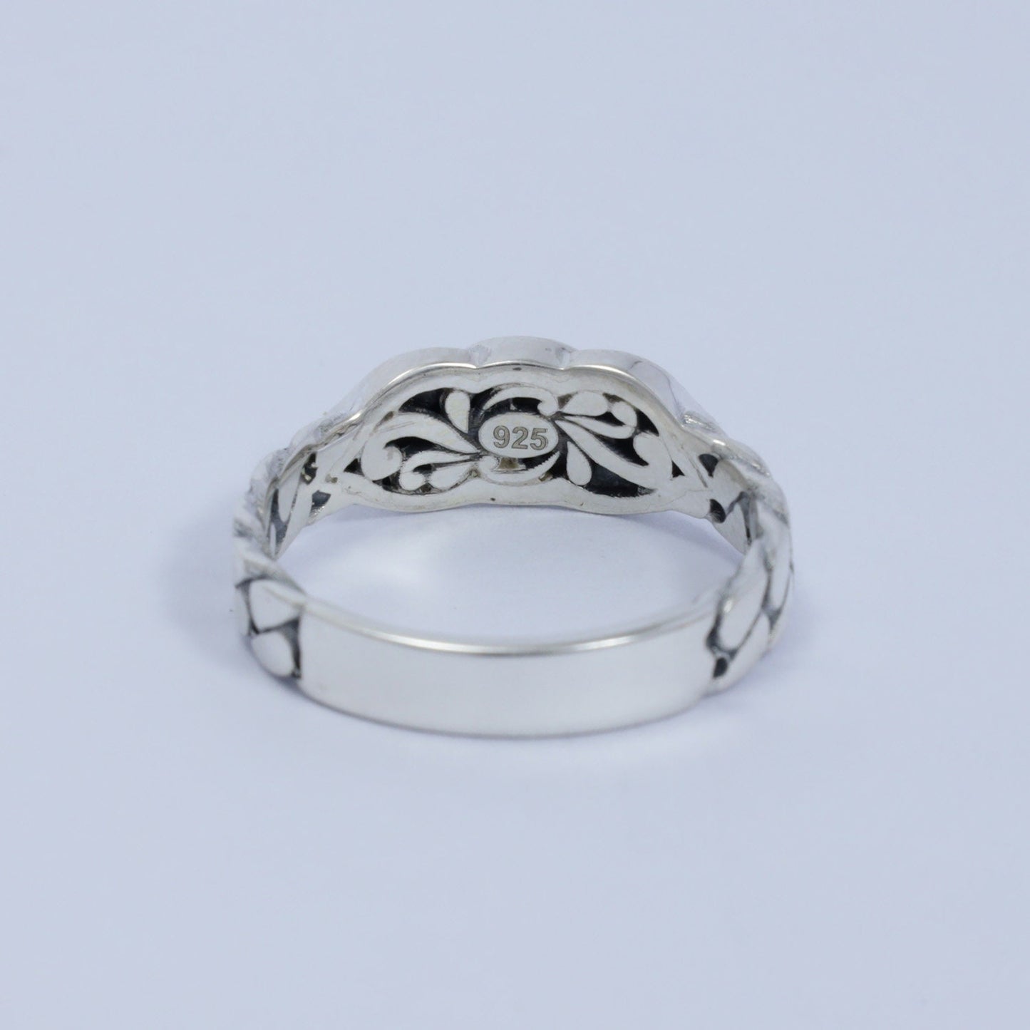 lotus ring 925 sterling silver with genuine black spinel and chain ornament