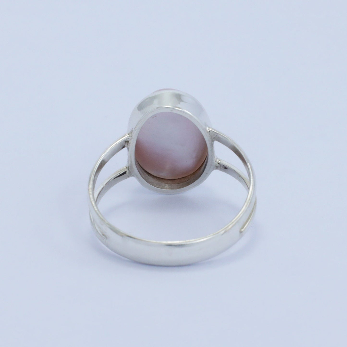 oval pearl ring 925 sterling silver genuine pink mabe pearl split shank style