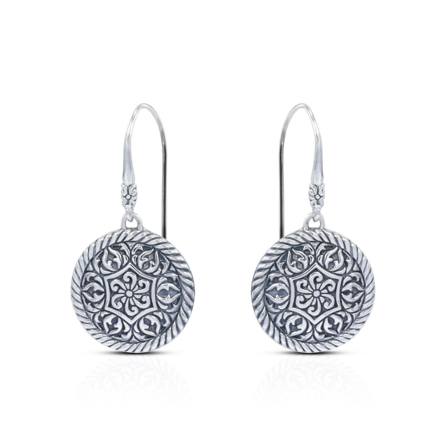 mosaic earrings 925 sterling silver decorated with cable ornament edge
