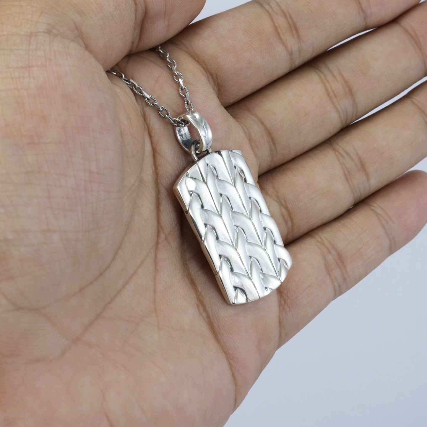 weave pattern pendant necklace in 925 sterling silver woven style tag