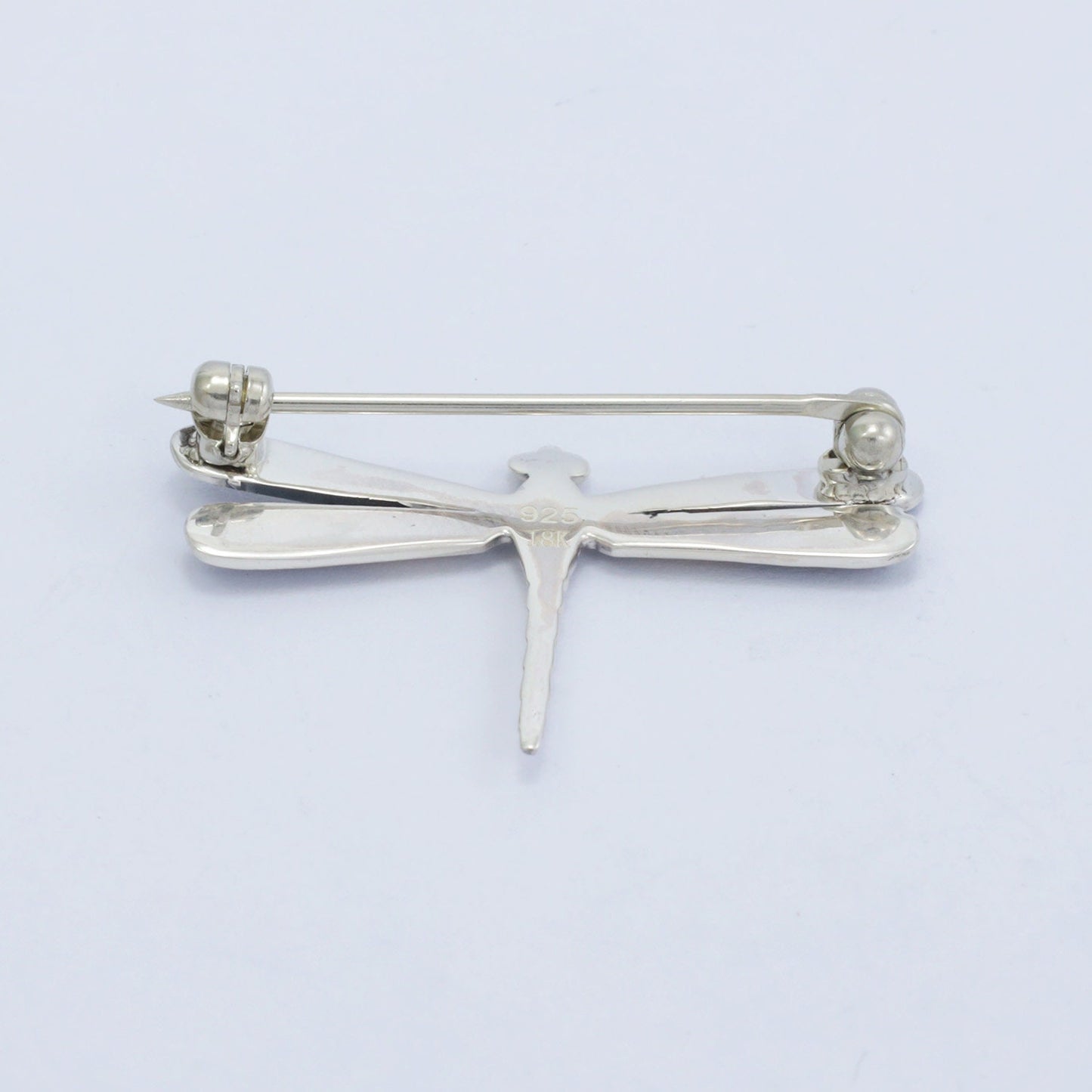 Dragonfly brooch 925 sterling silver and 18K yellow gold decorated with detailed filigree