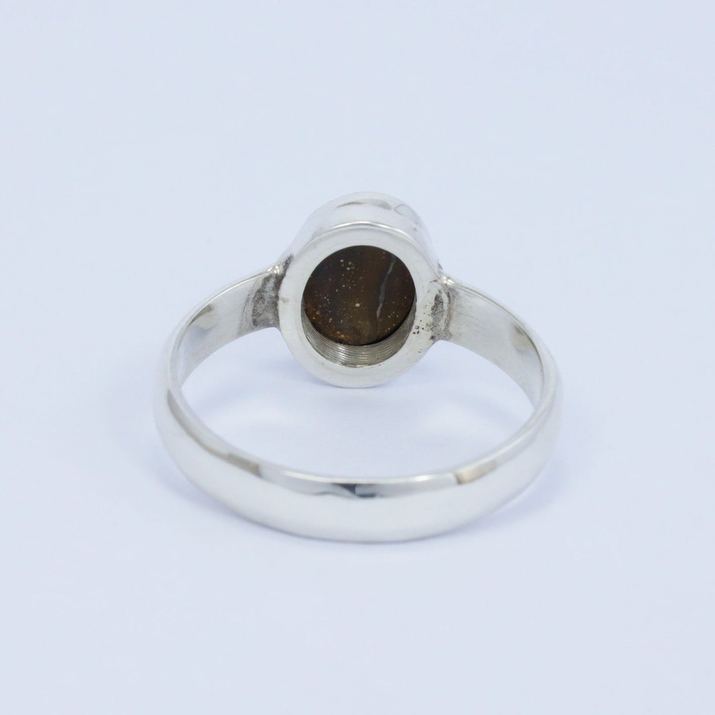 Australian opal ring 925 sterling silver double bezel set and high polish finishing