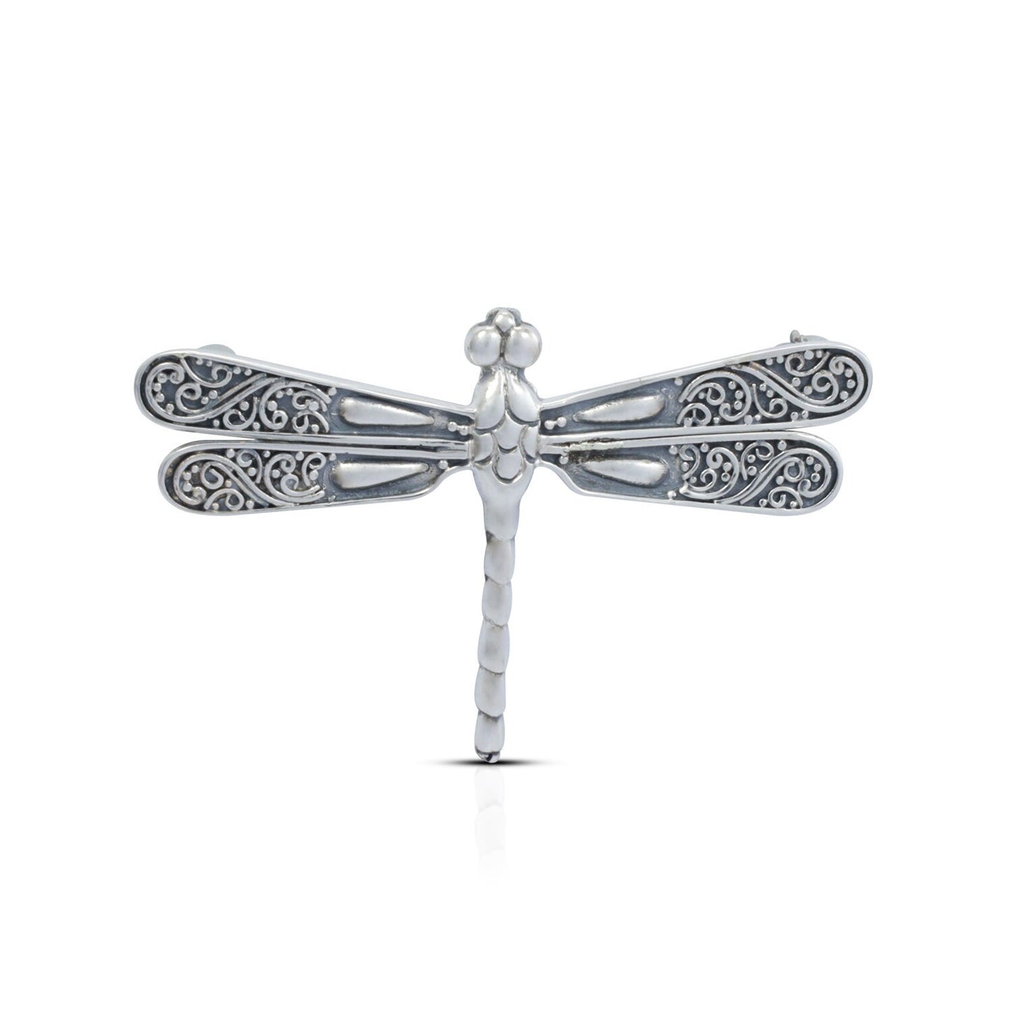 Dragonfly brooch 925 sterling silver decorated with detailed filigree