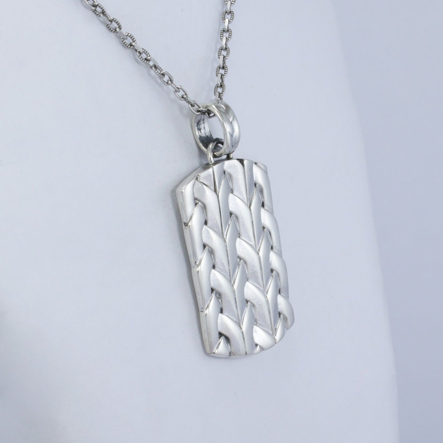 weave pattern pendant necklace in 925 sterling silver woven style tag